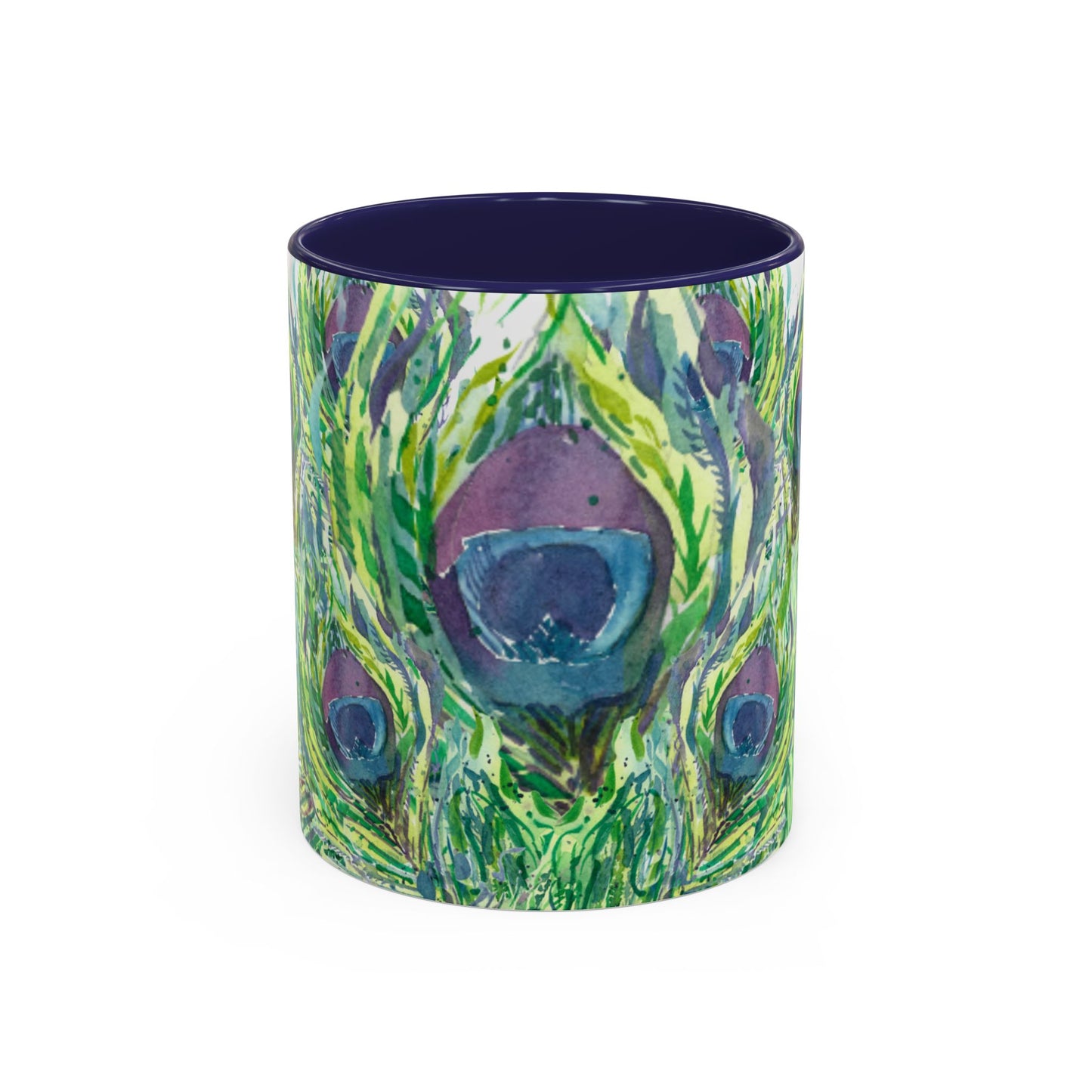 Colorful Peacock Feathers Mug Print (11oz, 15oz) - Brooke Zitting, LLC
