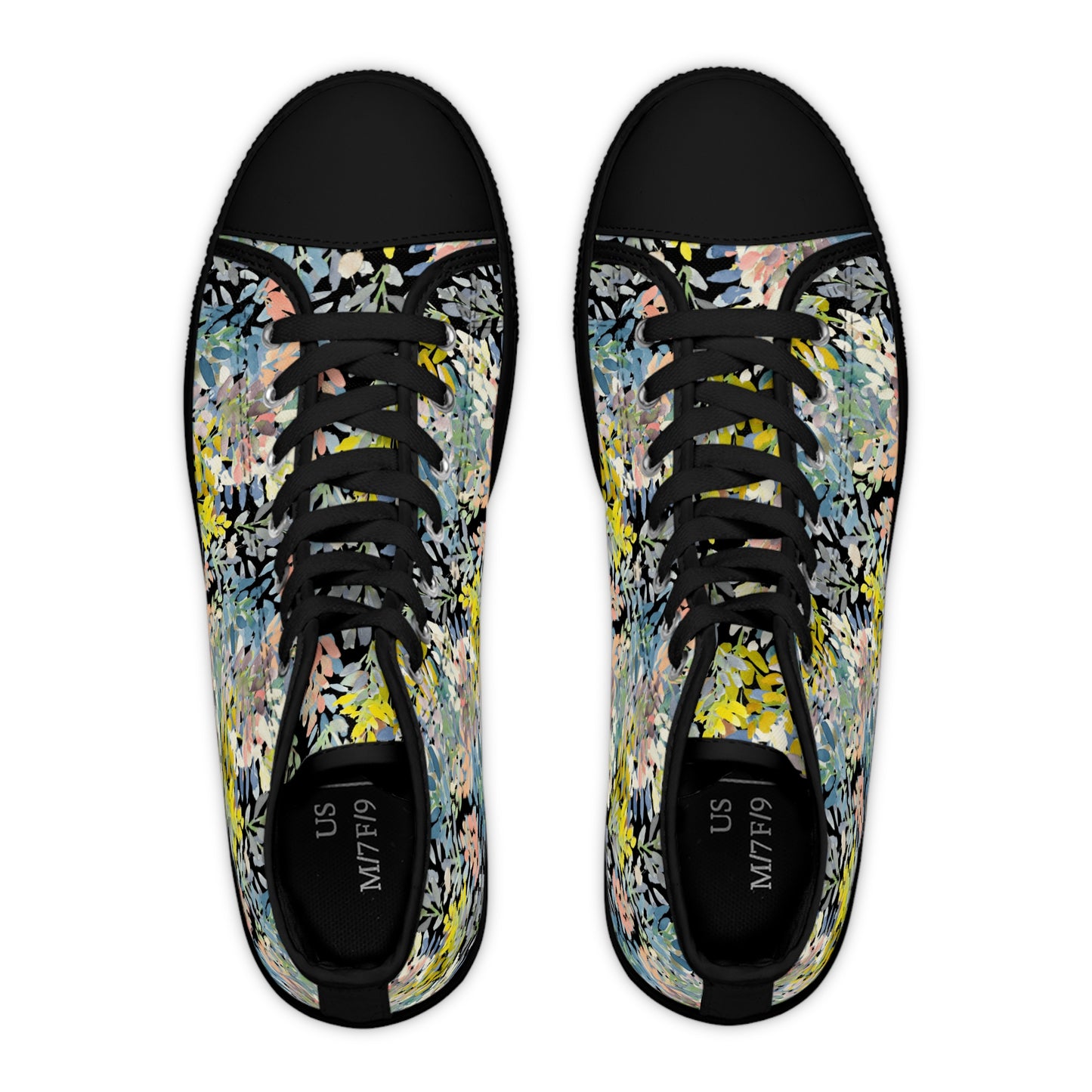 Petal Parade Dark Colorful High Top Sneakers with Floral Design – Stylish Shoes for All | Unique Gift Idea - Brooke Zitting, LLC