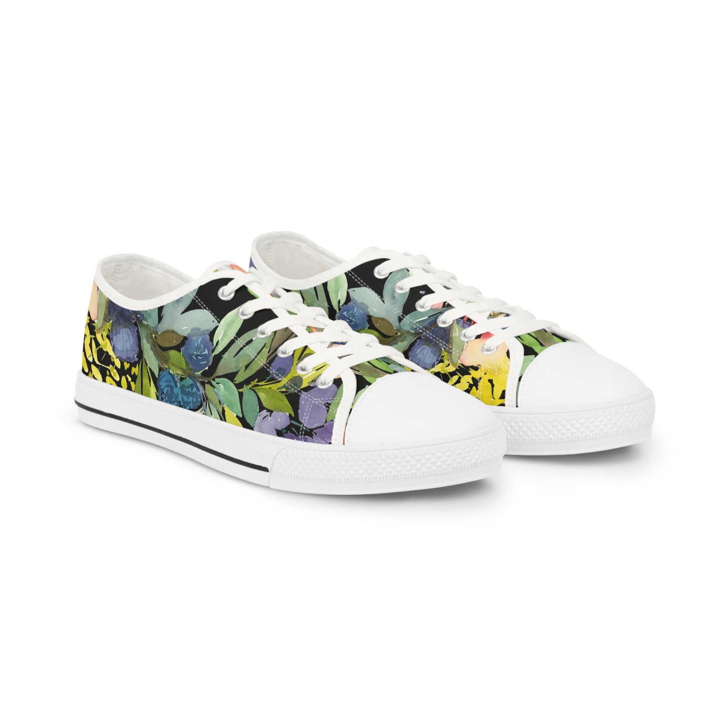 Watercolor Bold Floral Wreath Low Top Sneakers – Stylish Shoes for All | Unique Gift Idea - Brooke Zitting, LLC