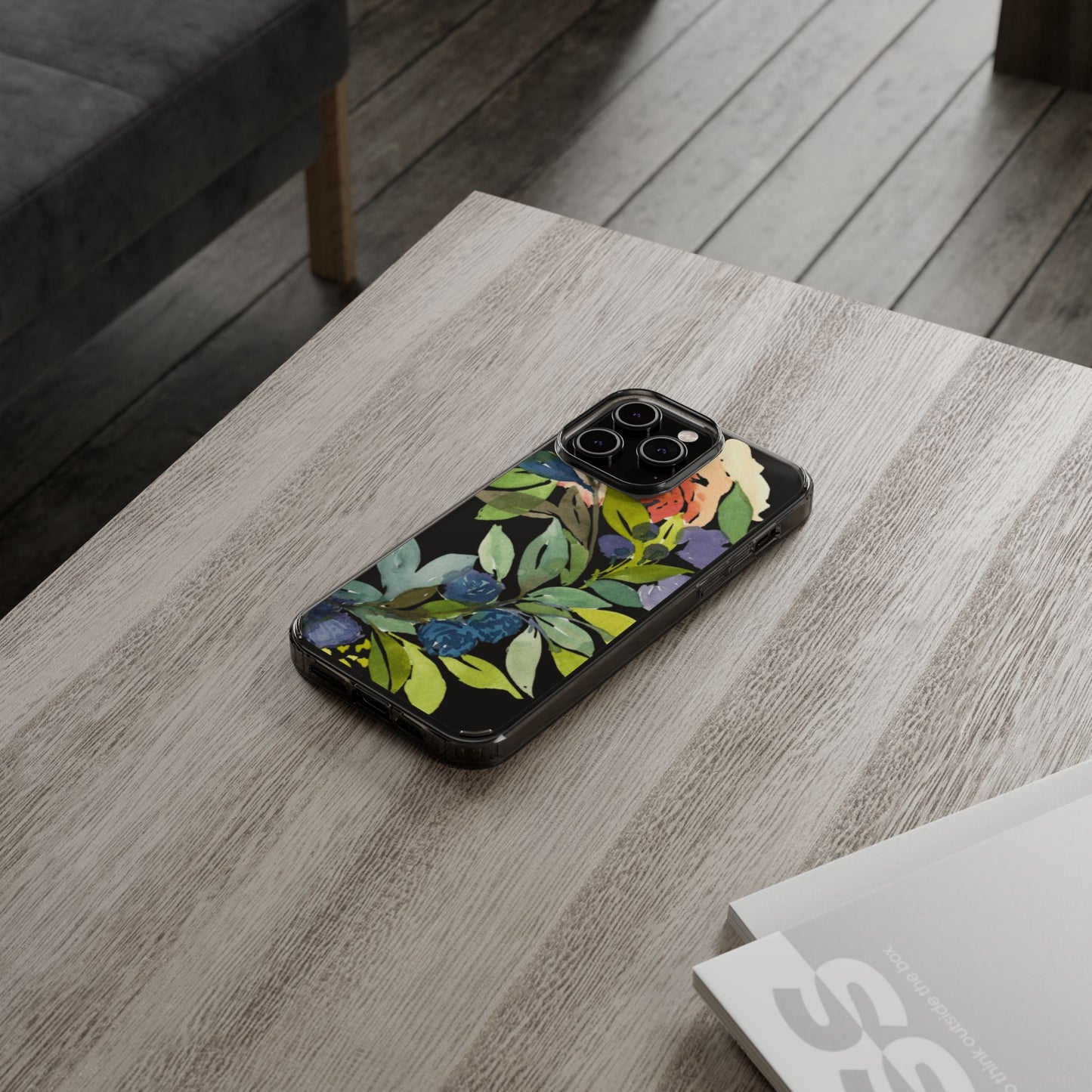 Watercolor Floral Blooms Wreath Clear Phone Case Design - Brooke Zitting, LLC