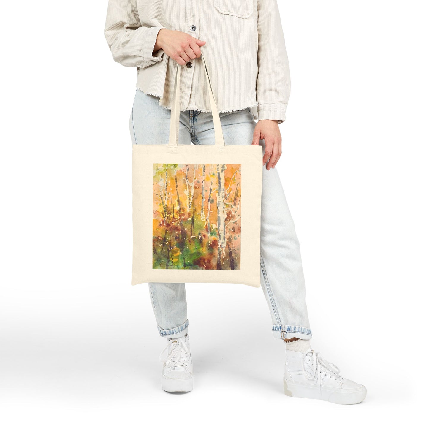 Autumn’s Gentle Haze Cotton Canvas Tote – Eco-Friendly Beach & Shopping Bag for Ocean Lovers