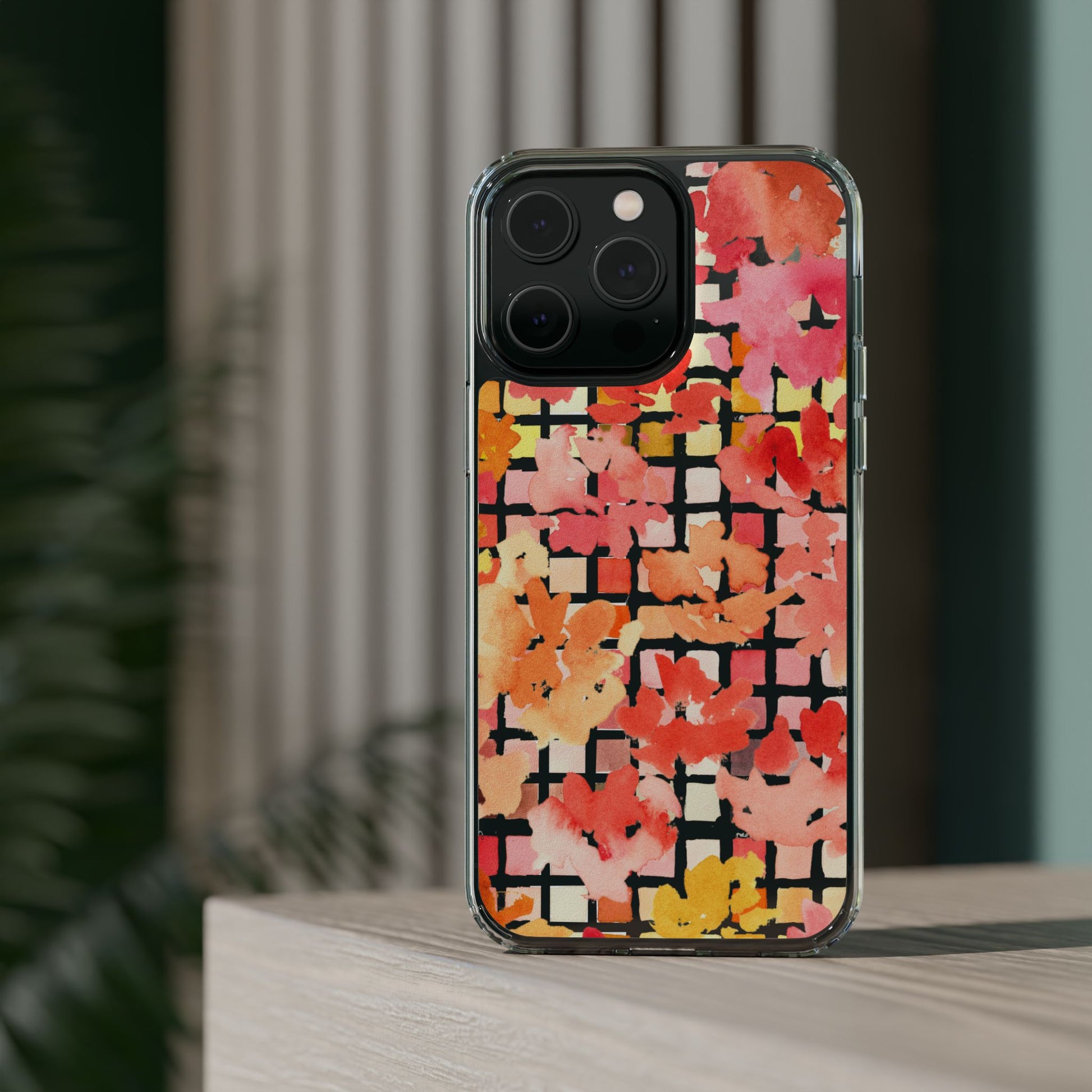Watercolor Pixel Posy Clear Phone Case - Brooke Zitting, LLC