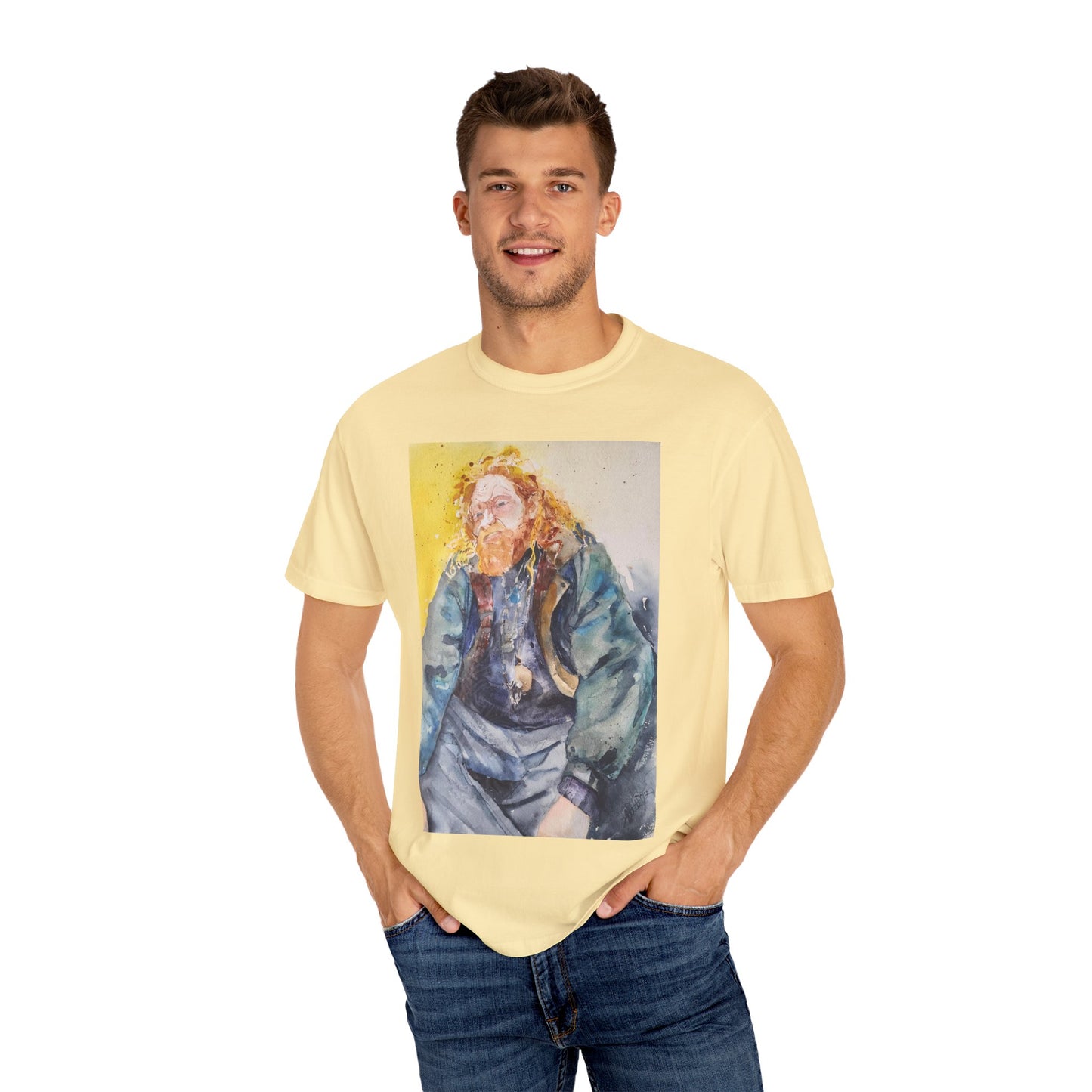 Artistic Unisex Garment-Dyed T-shirt, Vibrant Watercolor Design, Casual Wear, Artist Gift, Custom T-shirt