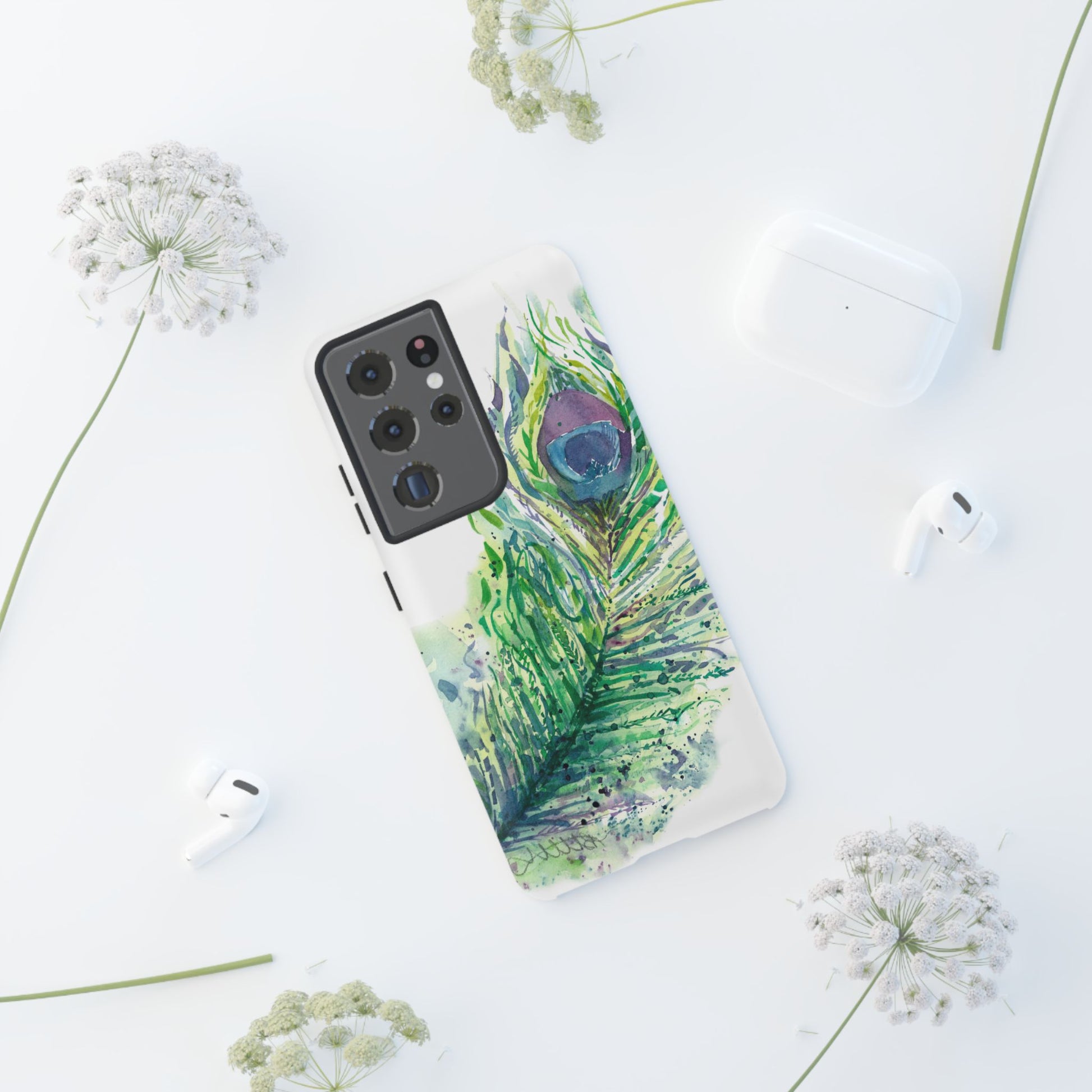 Colorful Peacock Feather Tough Phone Case – Stylish Nature-Inspired Mobile Cover & Unique Gift Idea - Brooke Zitting, LLC