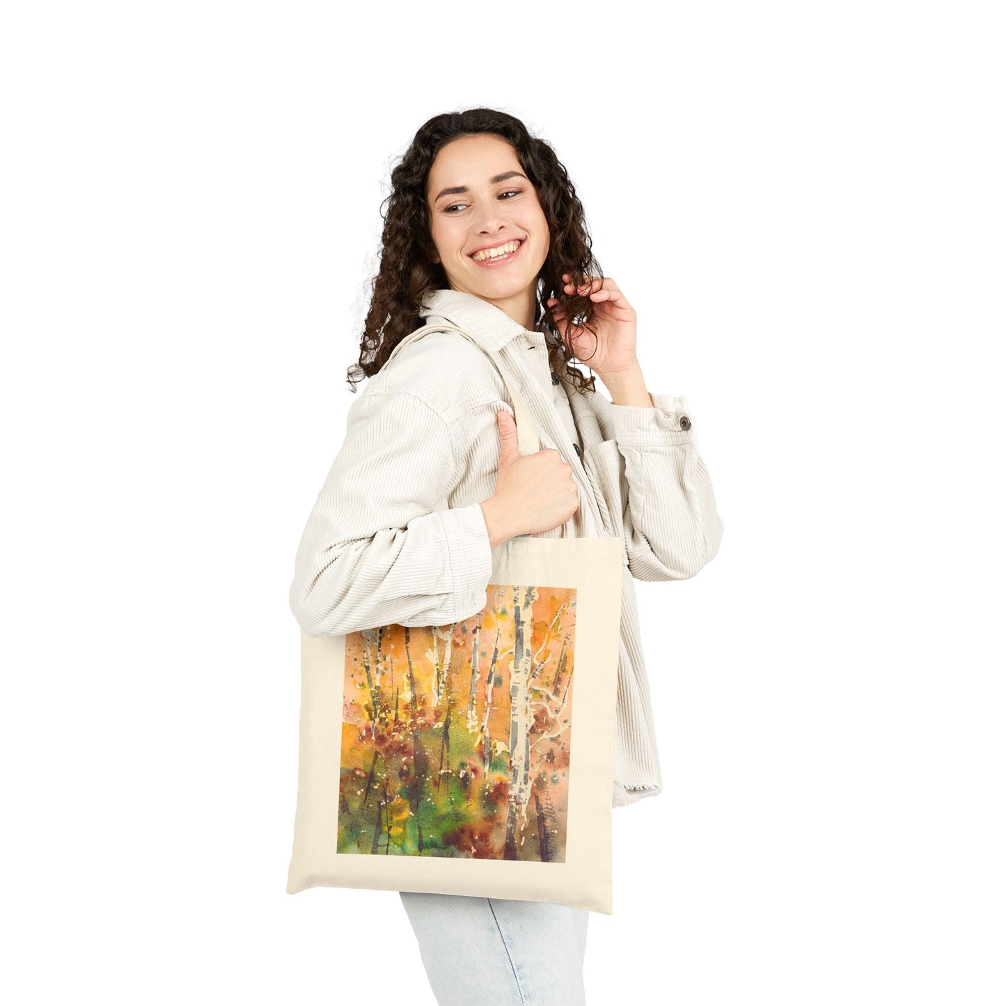 Autumn’s Gentle Haze Cotton Canvas Tote – Eco-Friendly Beach & Shopping Bag for Ocean Lovers