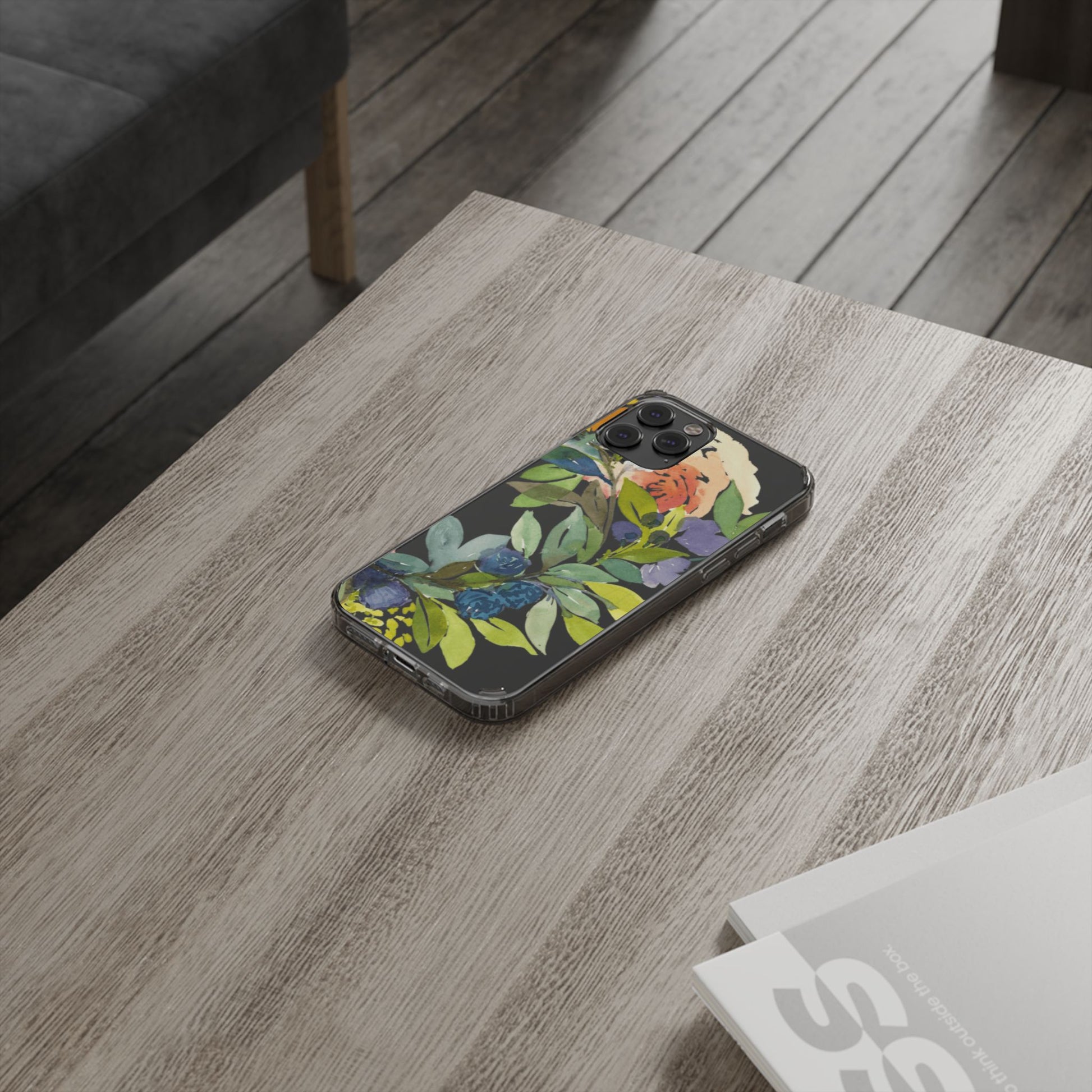 Watercolor Floral Blooms Wreath  Clear Phone Case Design - Brooke Zitting, LLC