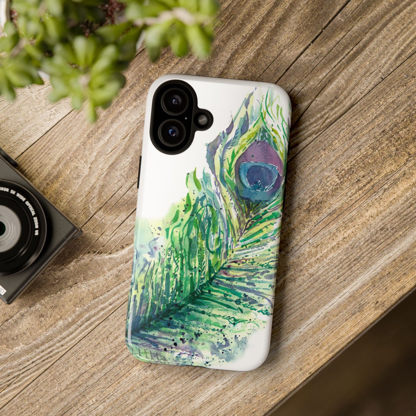 Colorful Peacock Feather Tough Phone Case – Stylish Nature-Inspired Mobile Cover & Unique Gift Idea - Brooke Zitting, LLC