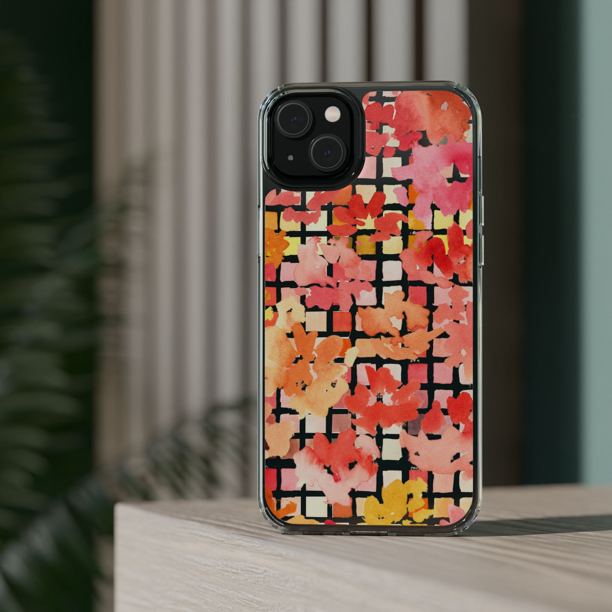 Watercolor Pixel Posy Clear Phone Case - Brooke Zitting, LLC