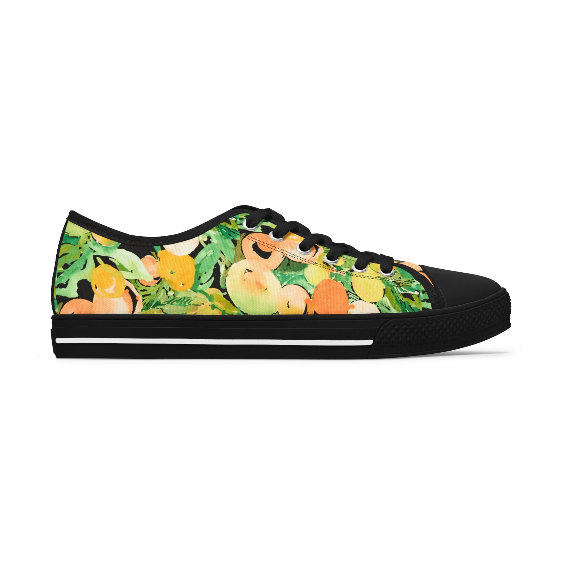 Watercolor Citrus and Peaches Low Top Sneakers – Stylish Shoes for All | Unique Gift Idea - Brooke Zitting, LLC
