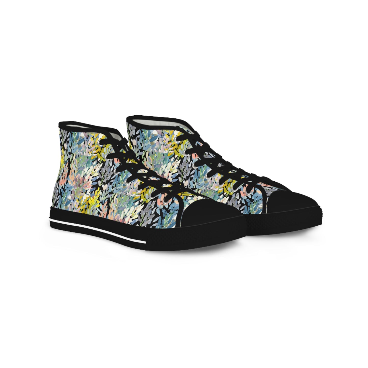 Petal Parade Dark Colorful High Top Sneakers with Floral Design – Stylish Shoes for All | Unique Gift Idea - Brooke Zitting, LLC