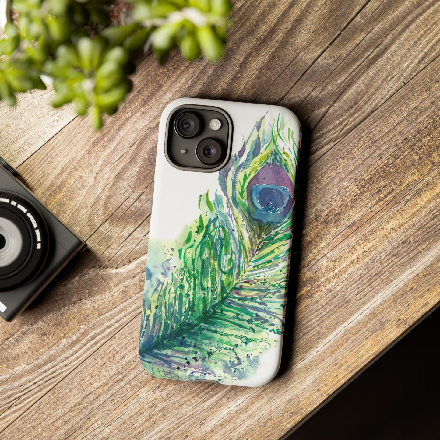 Colorful Peacock Feather Tough Phone Case – Stylish Nature-Inspired Mobile Cover & Unique Gift Idea - Brooke Zitting, LLC