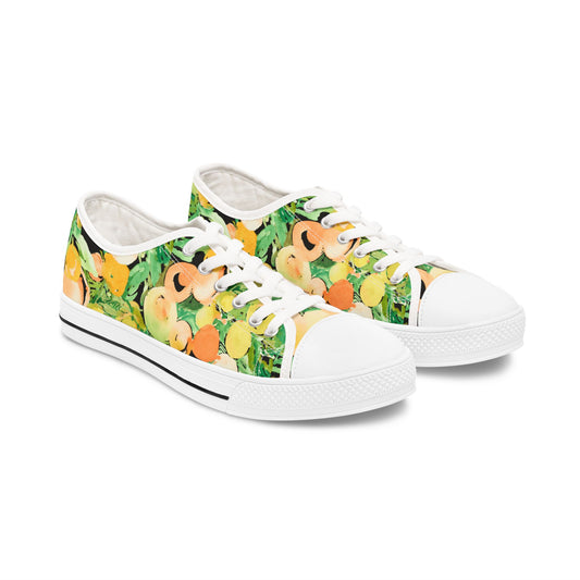 Watercolor Citrus and Peaches Low Top Sneakers – Stylish Shoes for All | Unique Gift Idea - Brooke Zitting, LLC