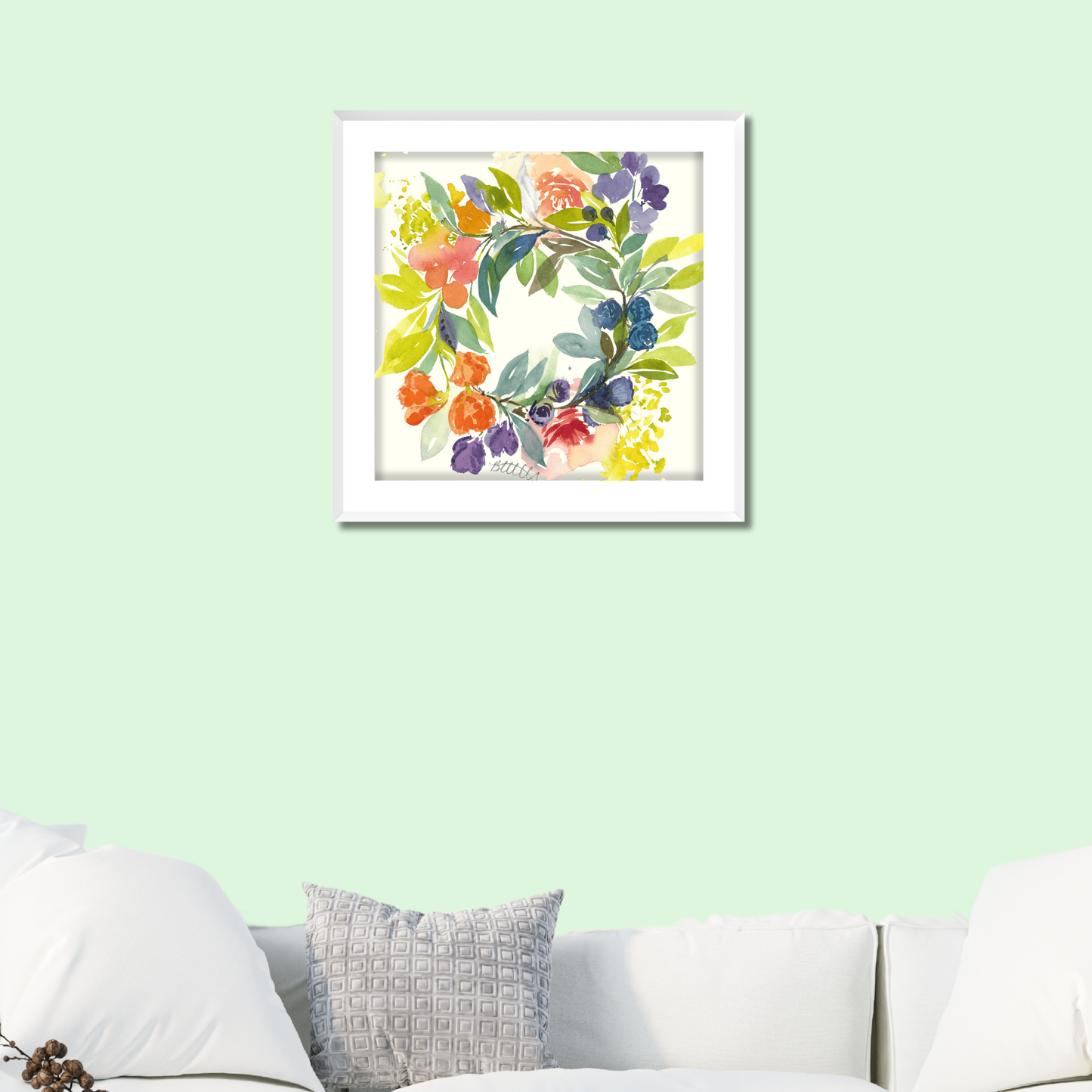 Floral Blooms Wreath, The Fine Art Print