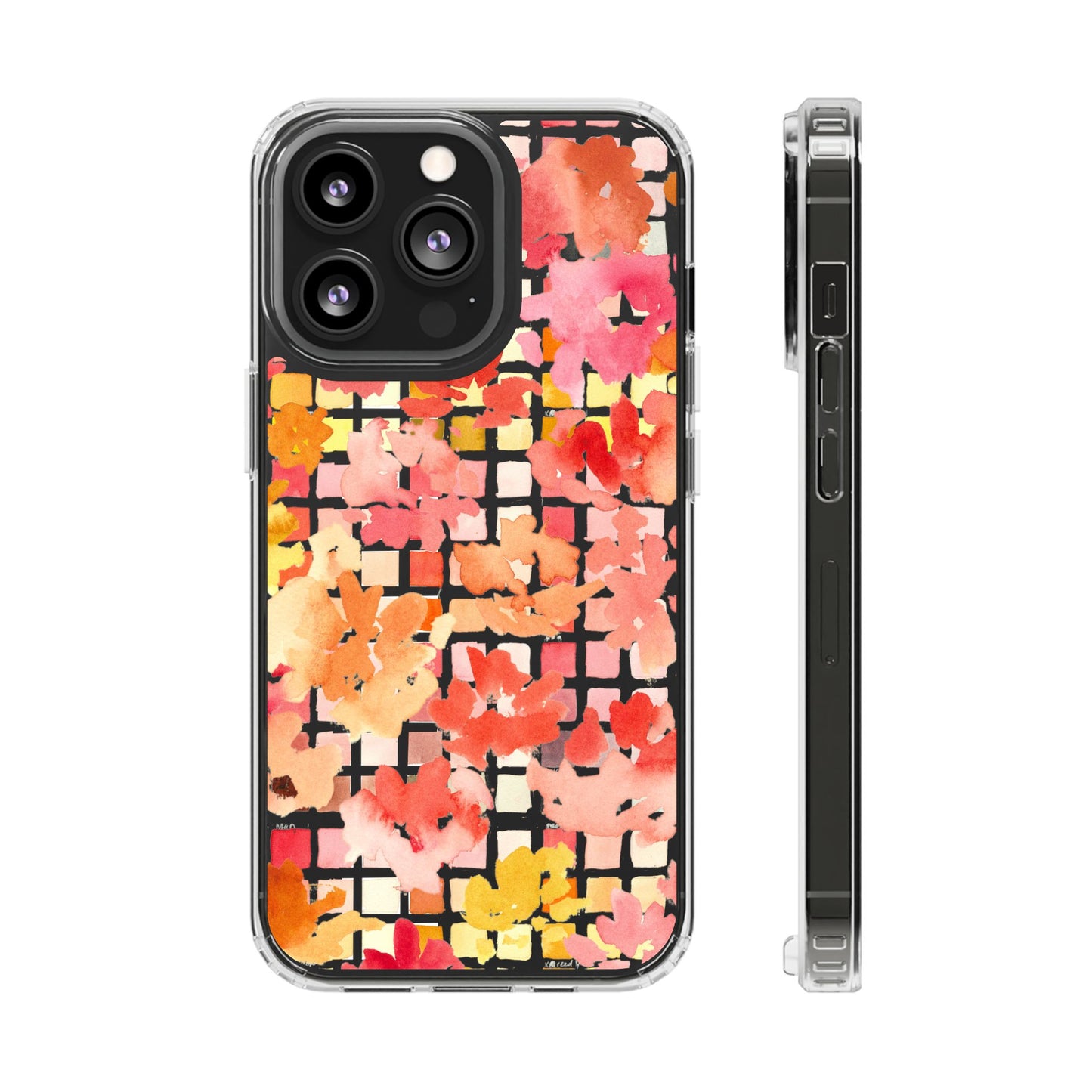 Watercolor Pixel Posy Clear Phone Case - Brooke Zitting, LLC
