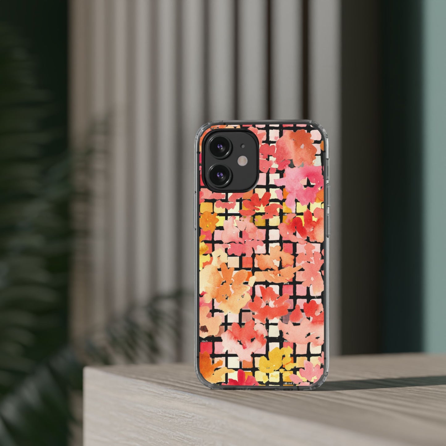 Watercolor Pixel Posy Clear Phone Case - Brooke Zitting, LLC