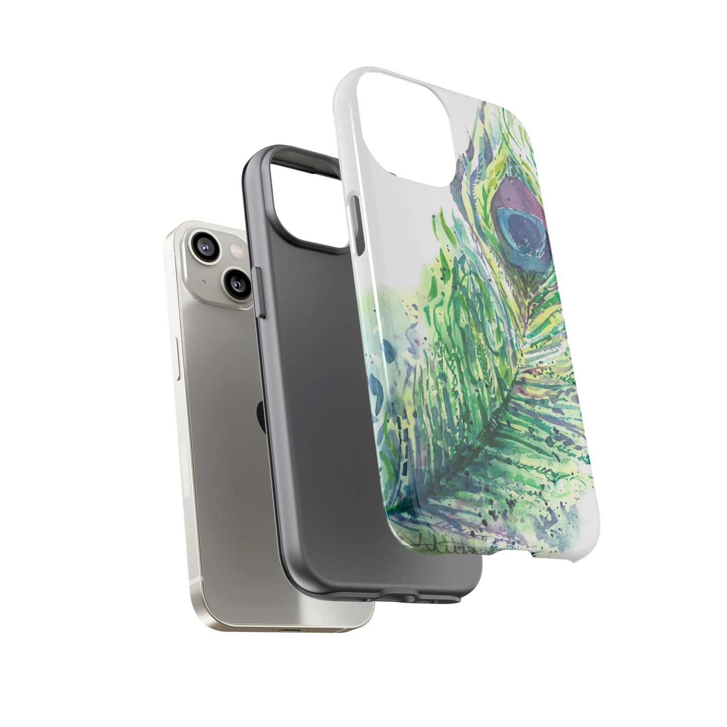 Colorful Peacock Feather Tough Phone Case – Stylish Nature-Inspired Mobile Cover & Unique Gift Idea - Brooke Zitting, LLC