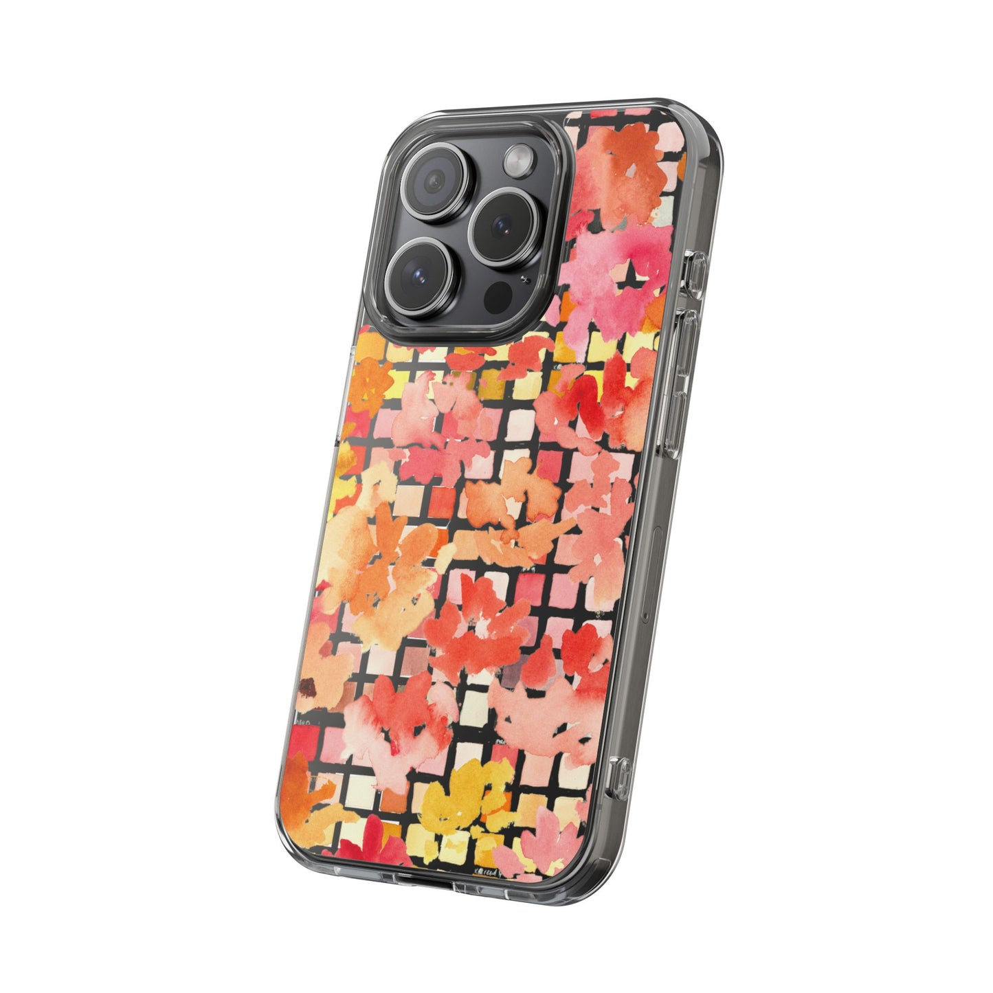 Watercolor Pixel Posy Clear Phone Case - Brooke Zitting, LLC