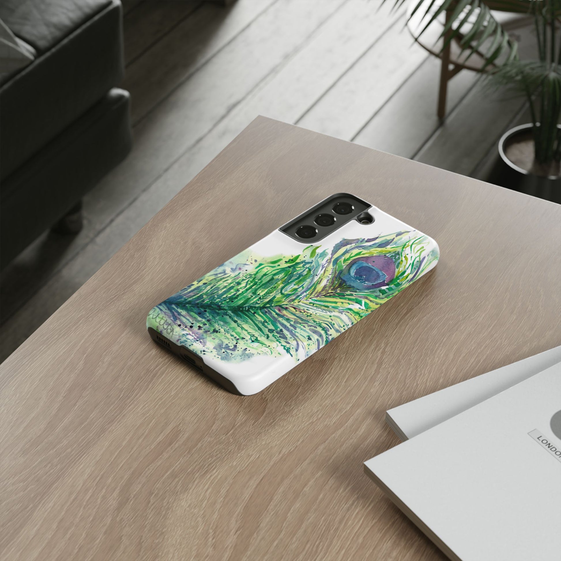 Colorful Peacock Feather Tough Phone Case – Stylish Nature-Inspired Mobile Cover & Unique Gift Idea - Brooke Zitting, LLC
