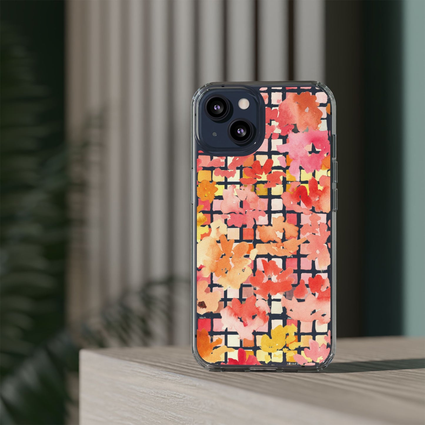 Watercolor Pixel Posy Clear Phone Case - Brooke Zitting, LLC