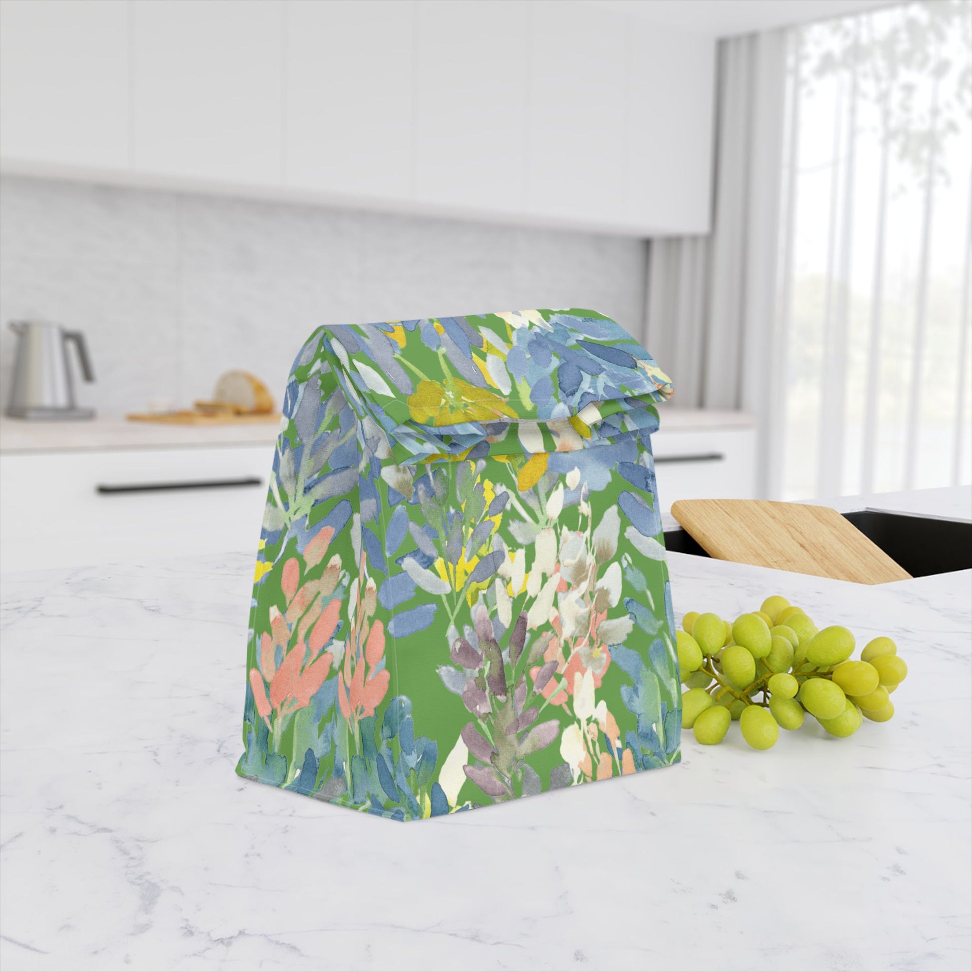 Petal Parade Watercolor Design Lunch Bag – Insulated, Wipe-Clean, Eco-Friendly Tote for Daily Use - Brooke Zitting, LLC