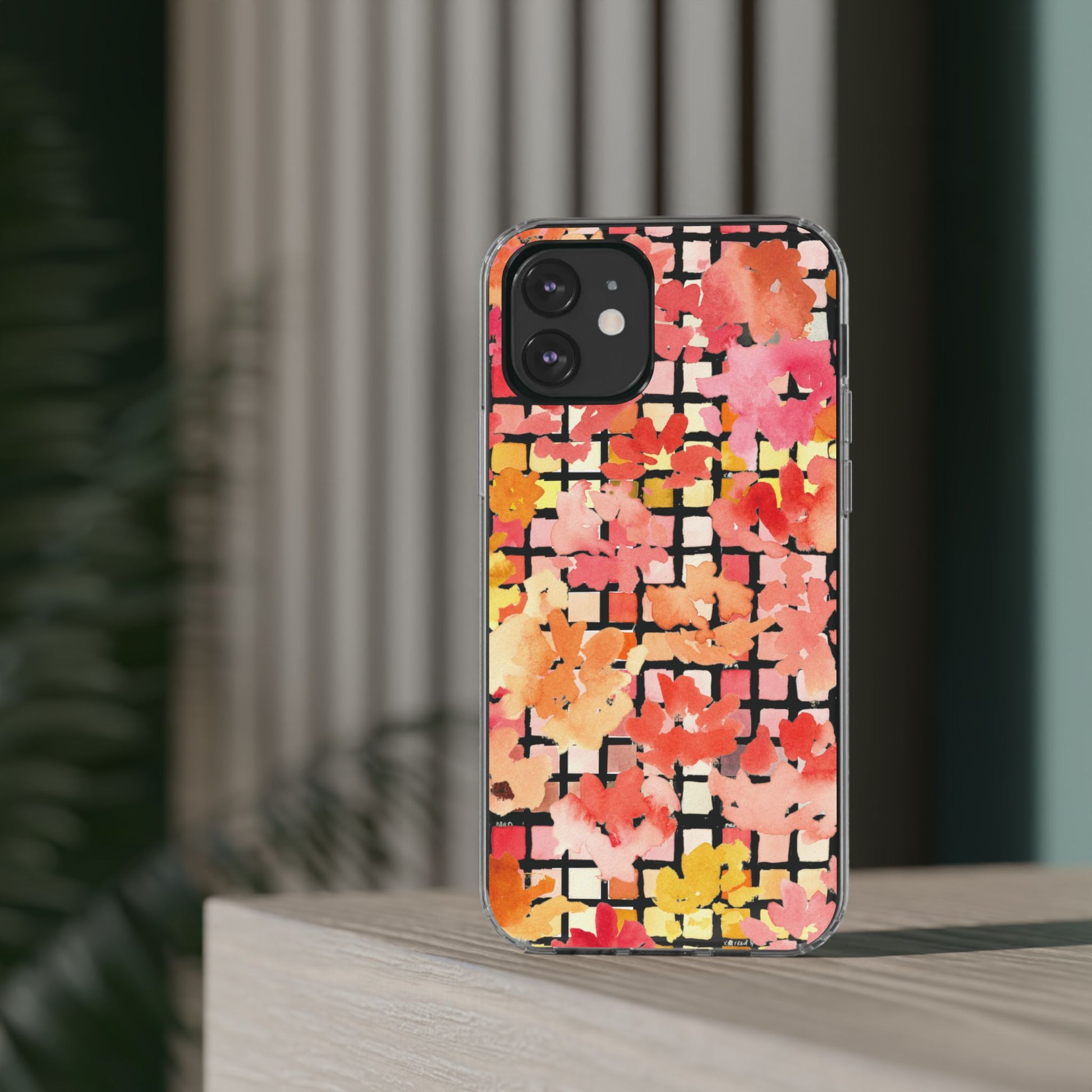 Watercolor Pixel Posy Clear Phone Case - Brooke Zitting, LLC