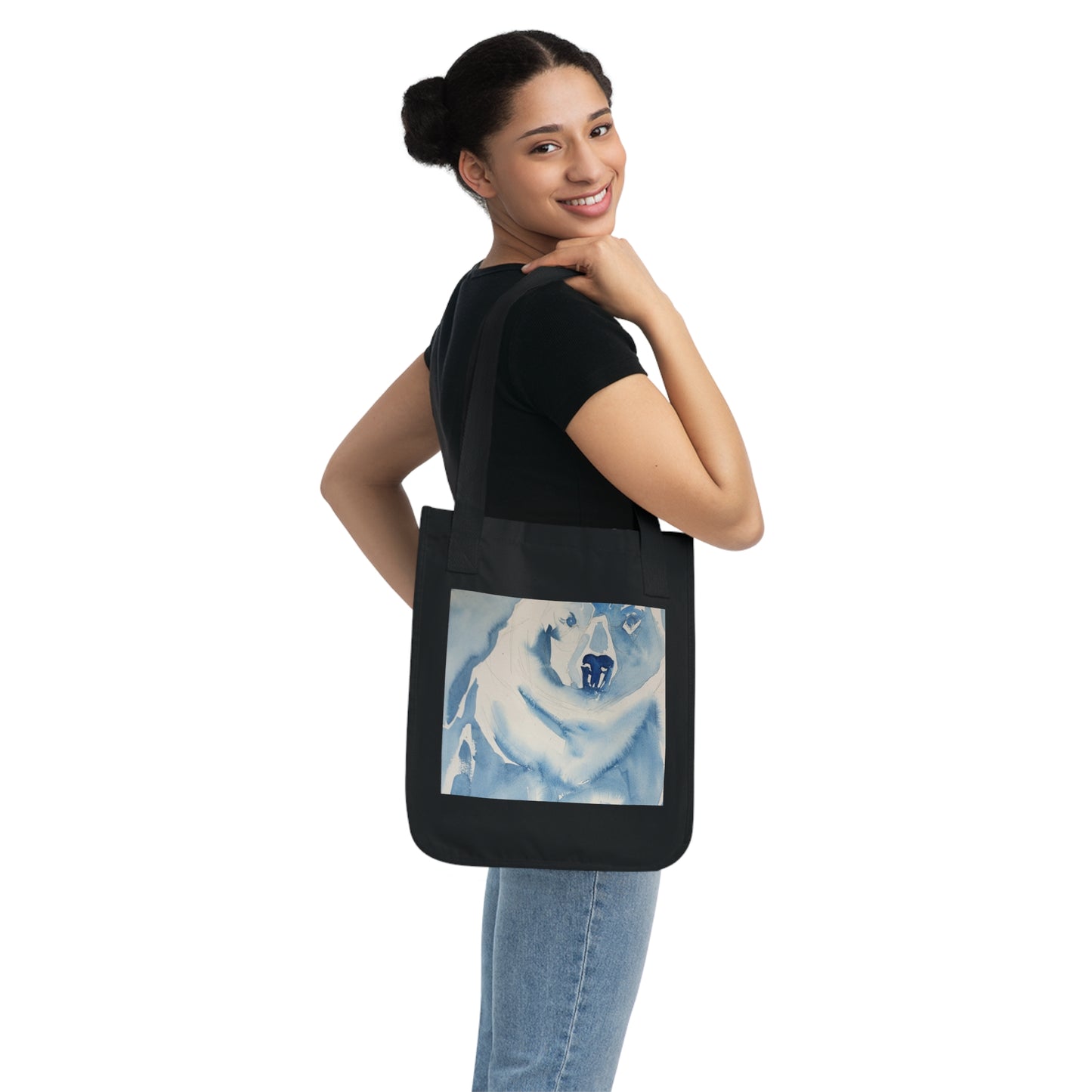 Polar Plunge Watercolor Design Organic Canvas Tote – Eco-Friendly, Watercolor Fine Art, Reusable Bag for Art Lovers - Brooke Zitting, LLC