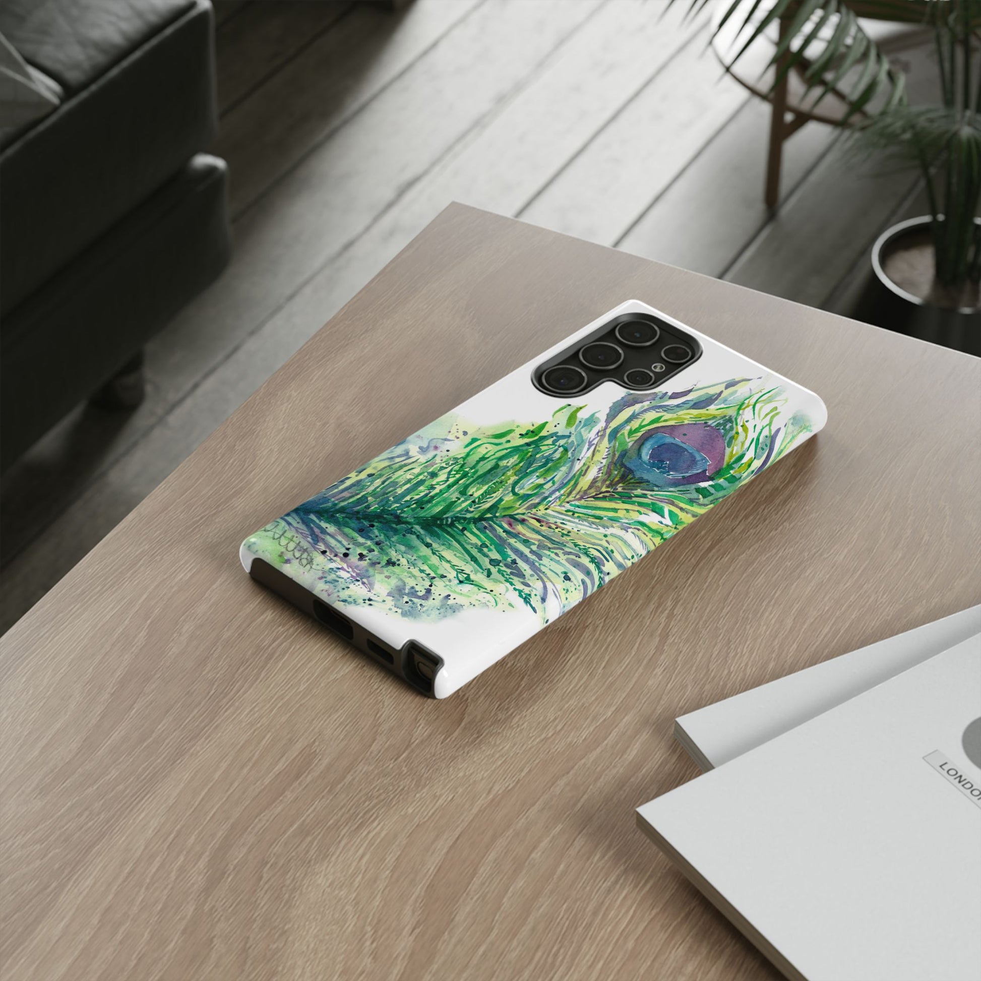Colorful Peacock Feather Tough Phone Case – Stylish Nature-Inspired Mobile Cover & Unique Gift Idea - Brooke Zitting, LLC