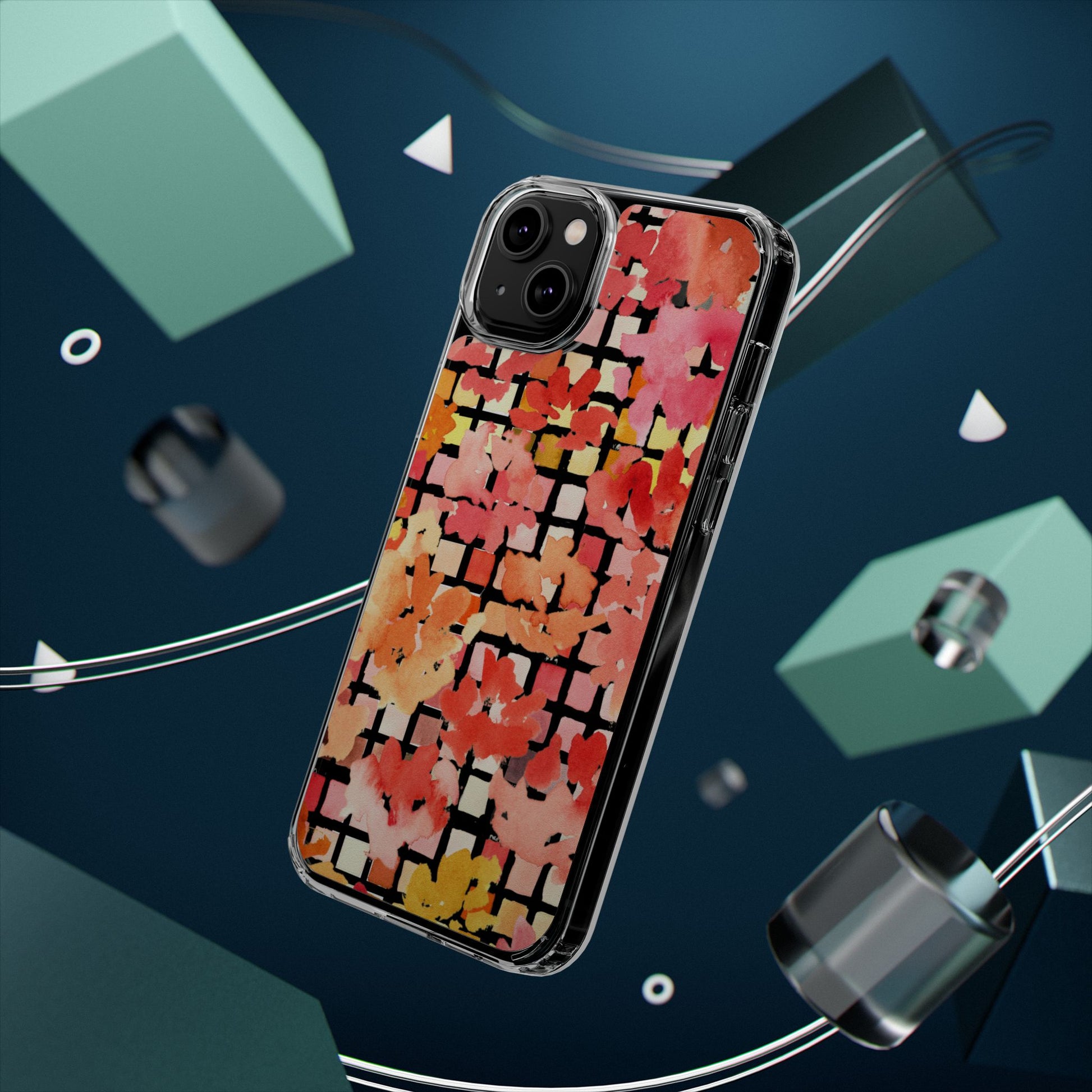 Watercolor Pixel Posy Clear Phone Case - Brooke Zitting, LLC