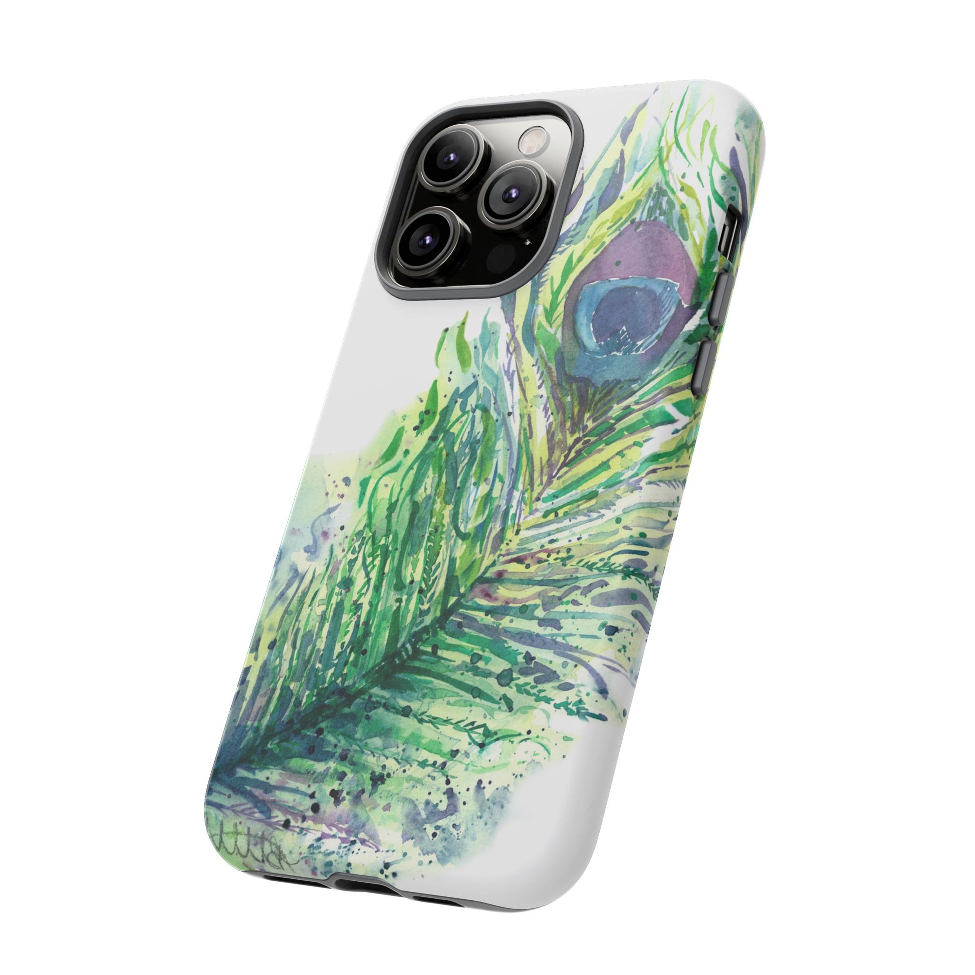 Colorful Peacock Feather Tough Phone Case – Stylish Nature-Inspired Mobile Cover & Unique Gift Idea - Brooke Zitting, LLC