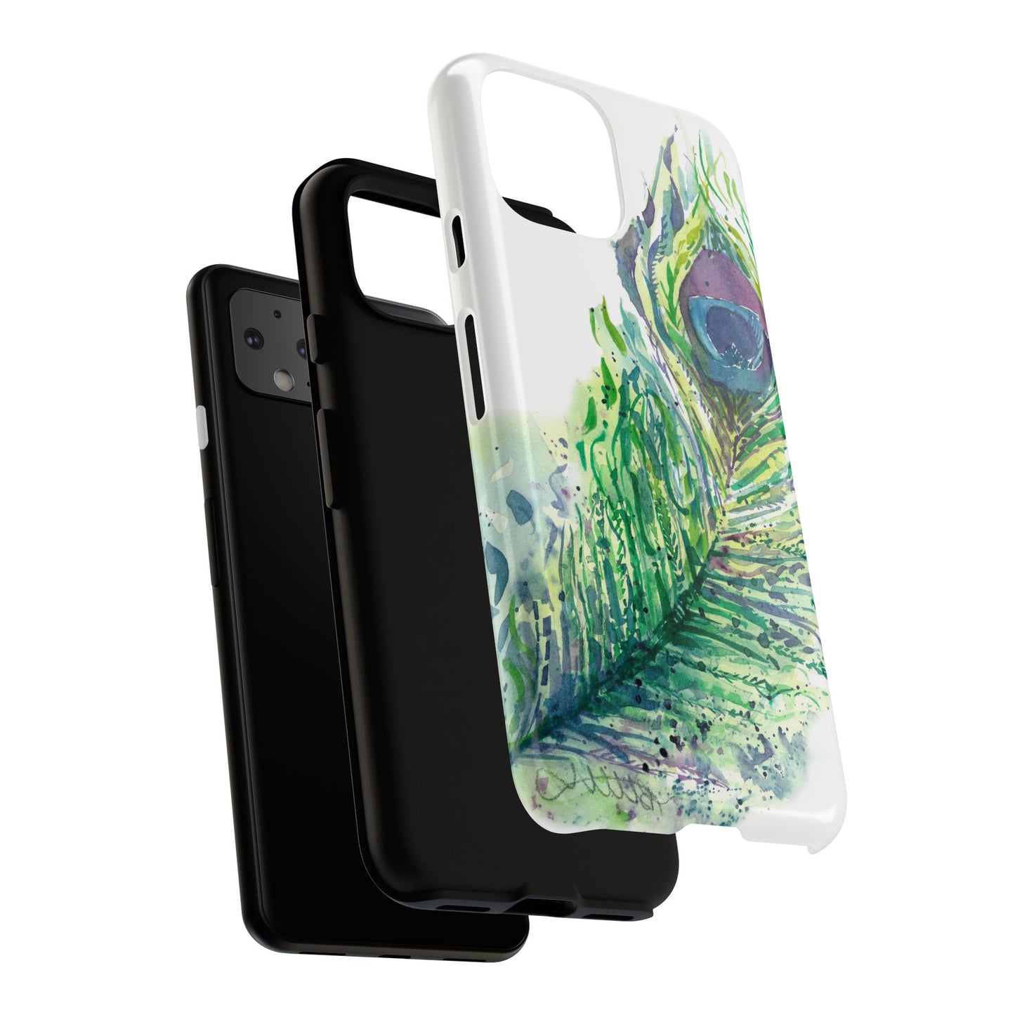 Colorful Peacock Feather Tough Phone Case – Stylish Nature-Inspired Mobile Cover & Unique Gift Idea - Brooke Zitting, LLC