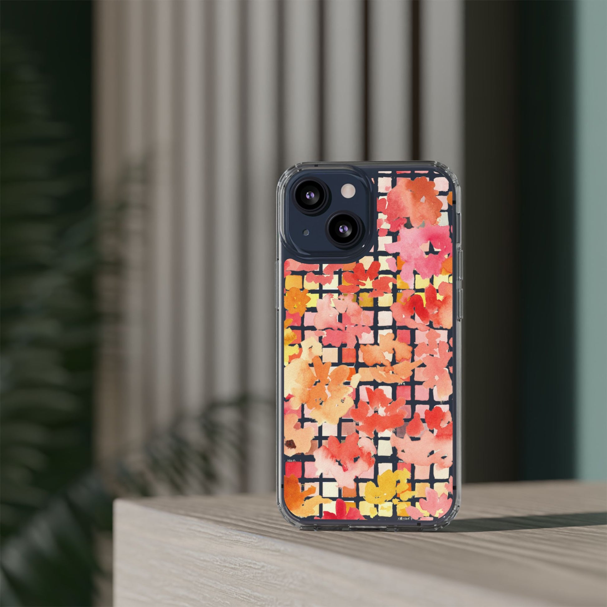 Watercolor Pixel Posy Clear Phone Case - Brooke Zitting, LLC