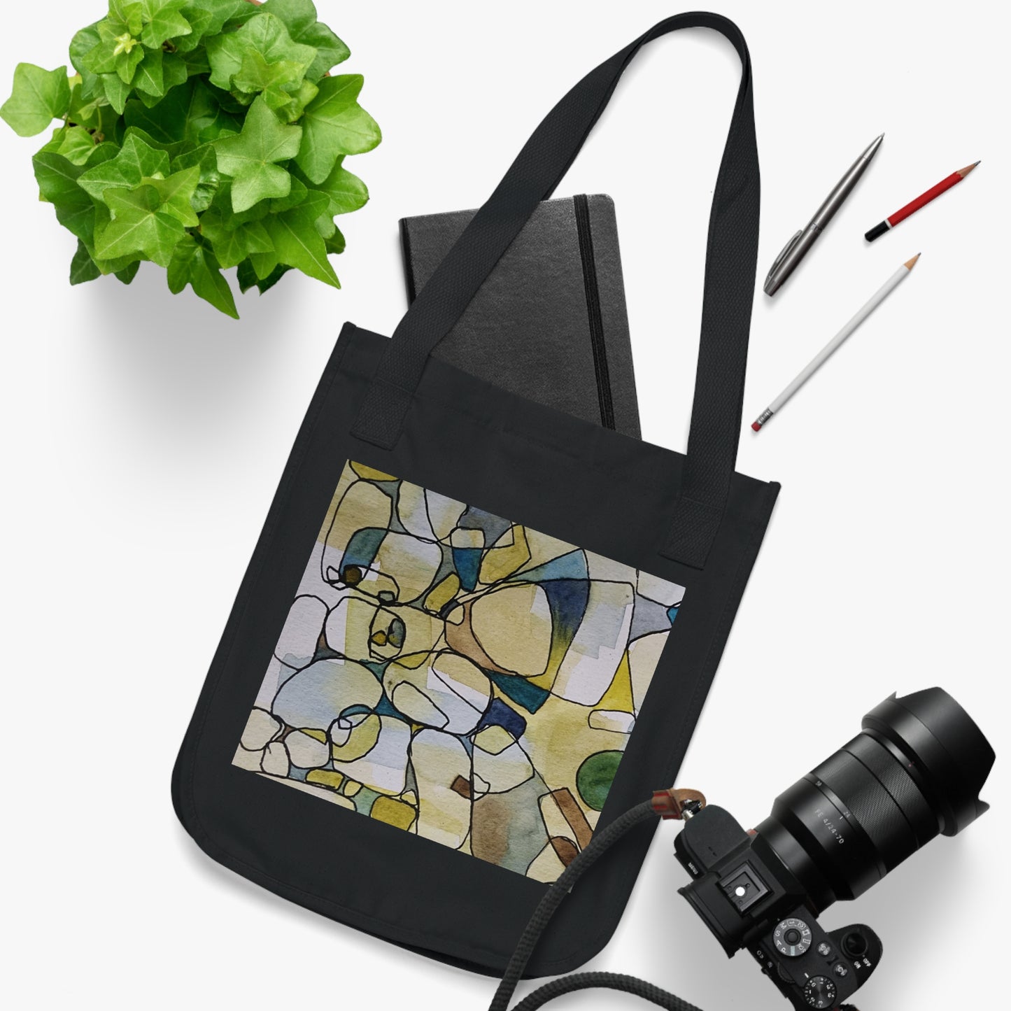 Fragmented Whisper Watercolor Design Organic Canvas Tote – Eco-Friendly, Watercolor Fine Art, Reusable Bag for Art Lovers - Brooke Zitting, LLC