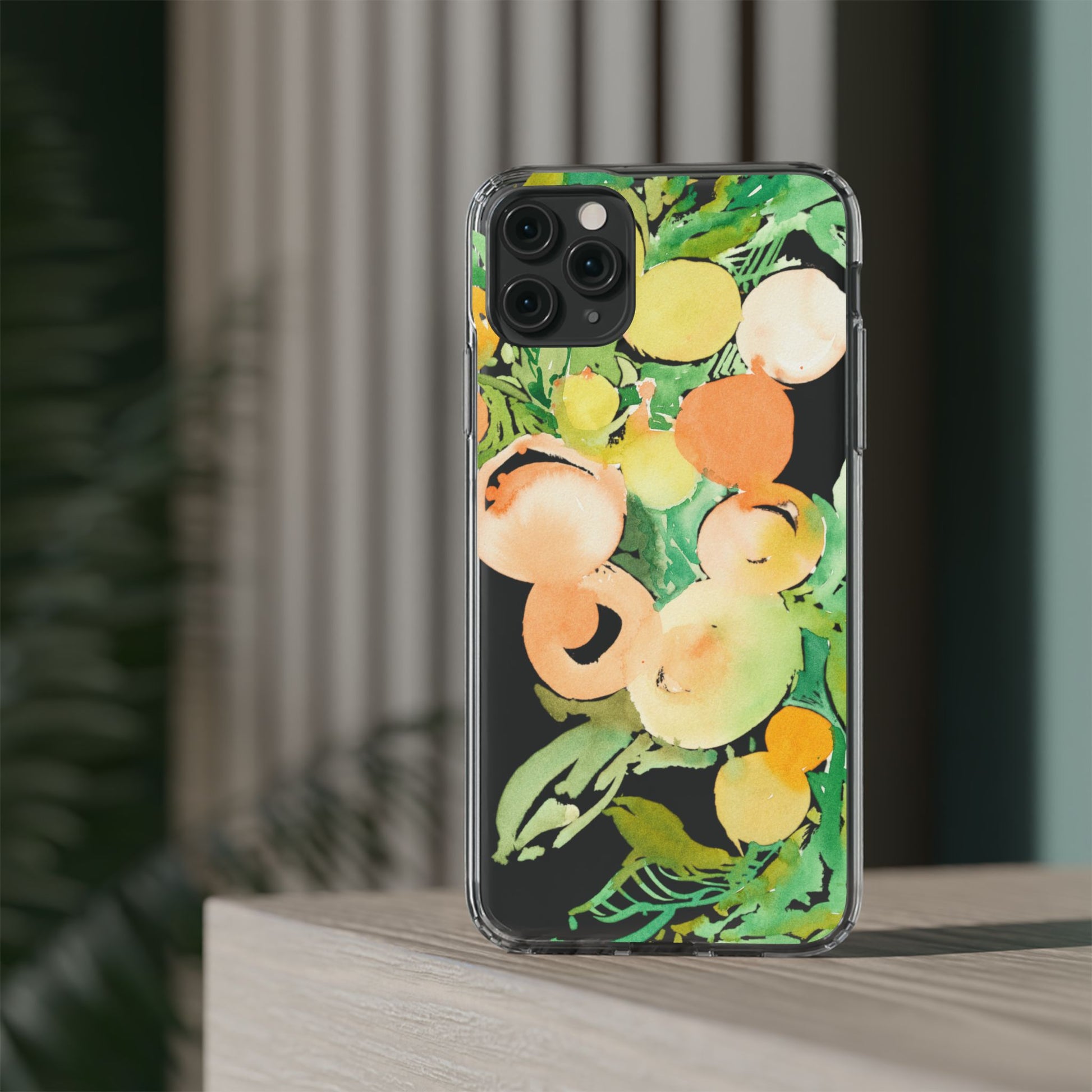 Watercolor Peaches Clear Phone Case - Brooke Zitting, LLC