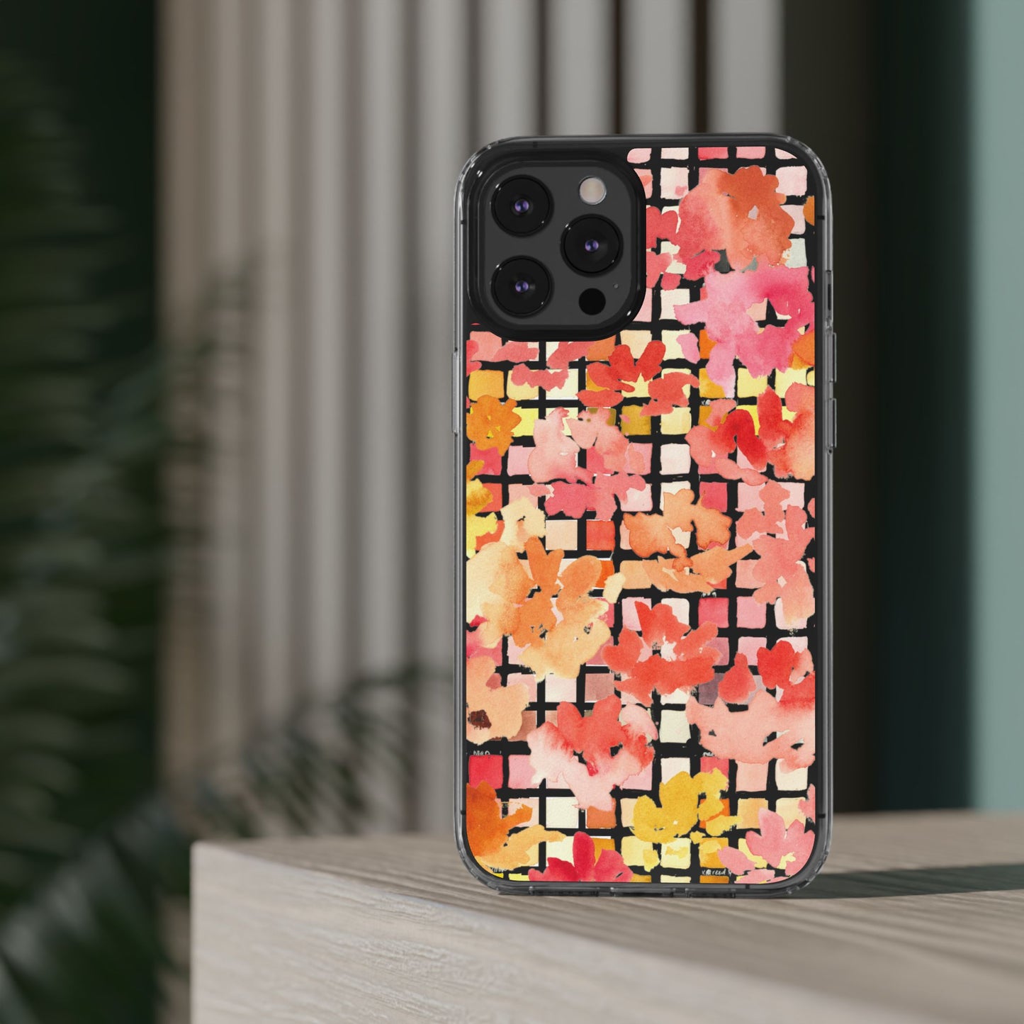 Watercolor Pixel Posy Clear Phone Case - Brooke Zitting, LLC