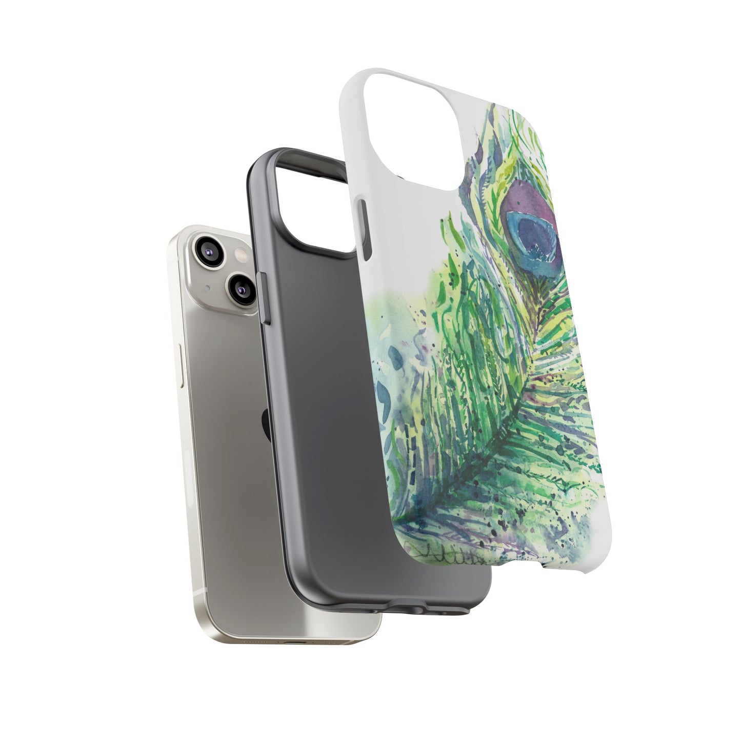 Colorful Peacock Feather Tough Phone Case – Stylish Nature-Inspired Mobile Cover & Unique Gift Idea - Brooke Zitting, LLC