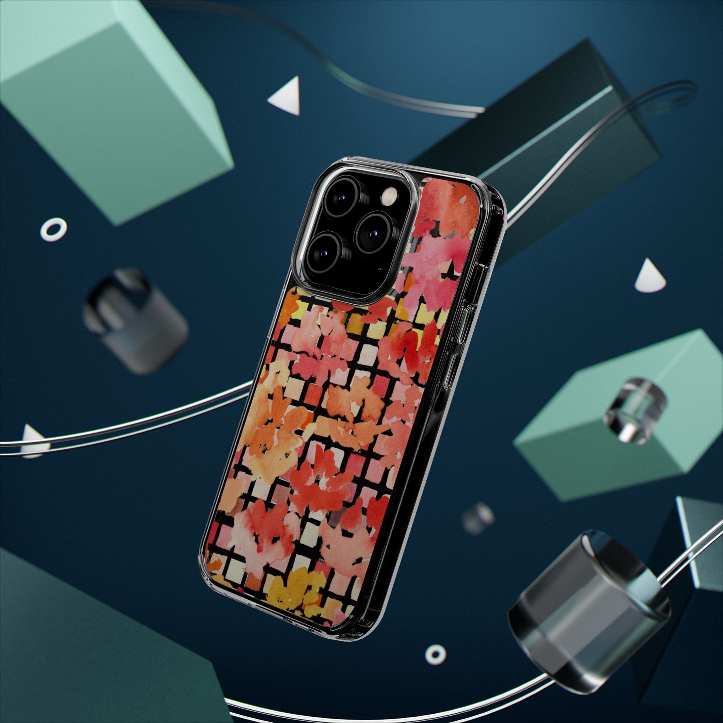 Watercolor Pixel Posy Clear Phone Case - Brooke Zitting, LLC