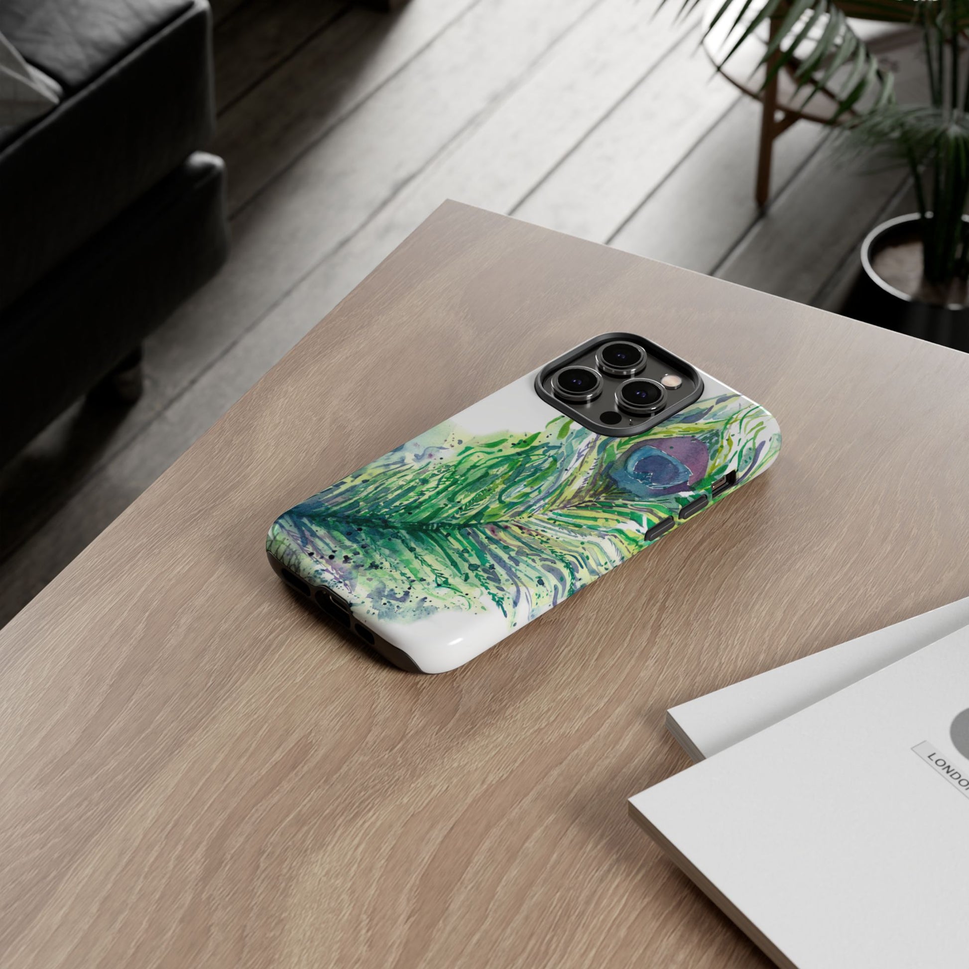Colorful Peacock Feather Tough Phone Case – Stylish Nature-Inspired Mobile Cover & Unique Gift Idea - Brooke Zitting, LLC