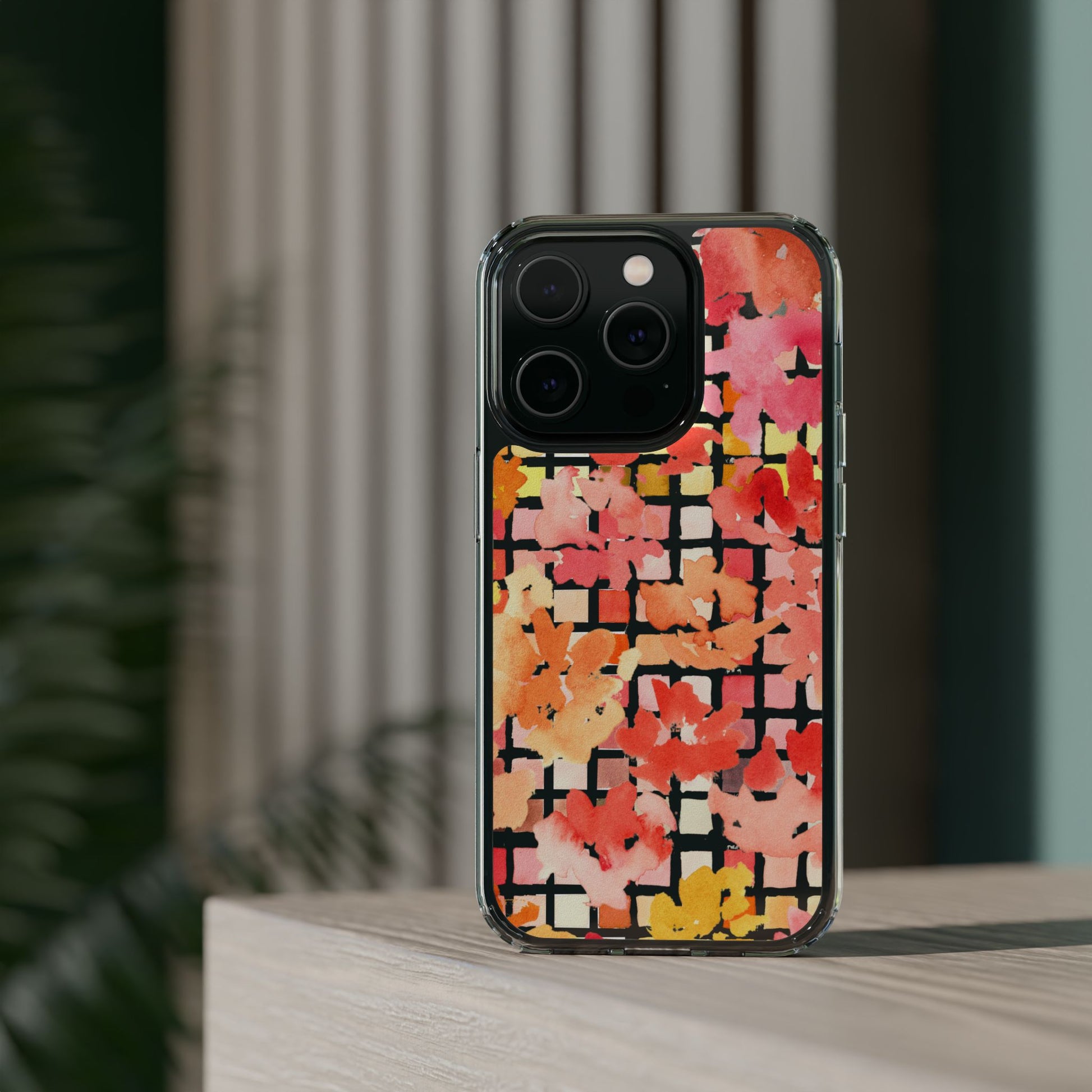 Watercolor Pixel Posy Clear Phone Case - Brooke Zitting, LLC