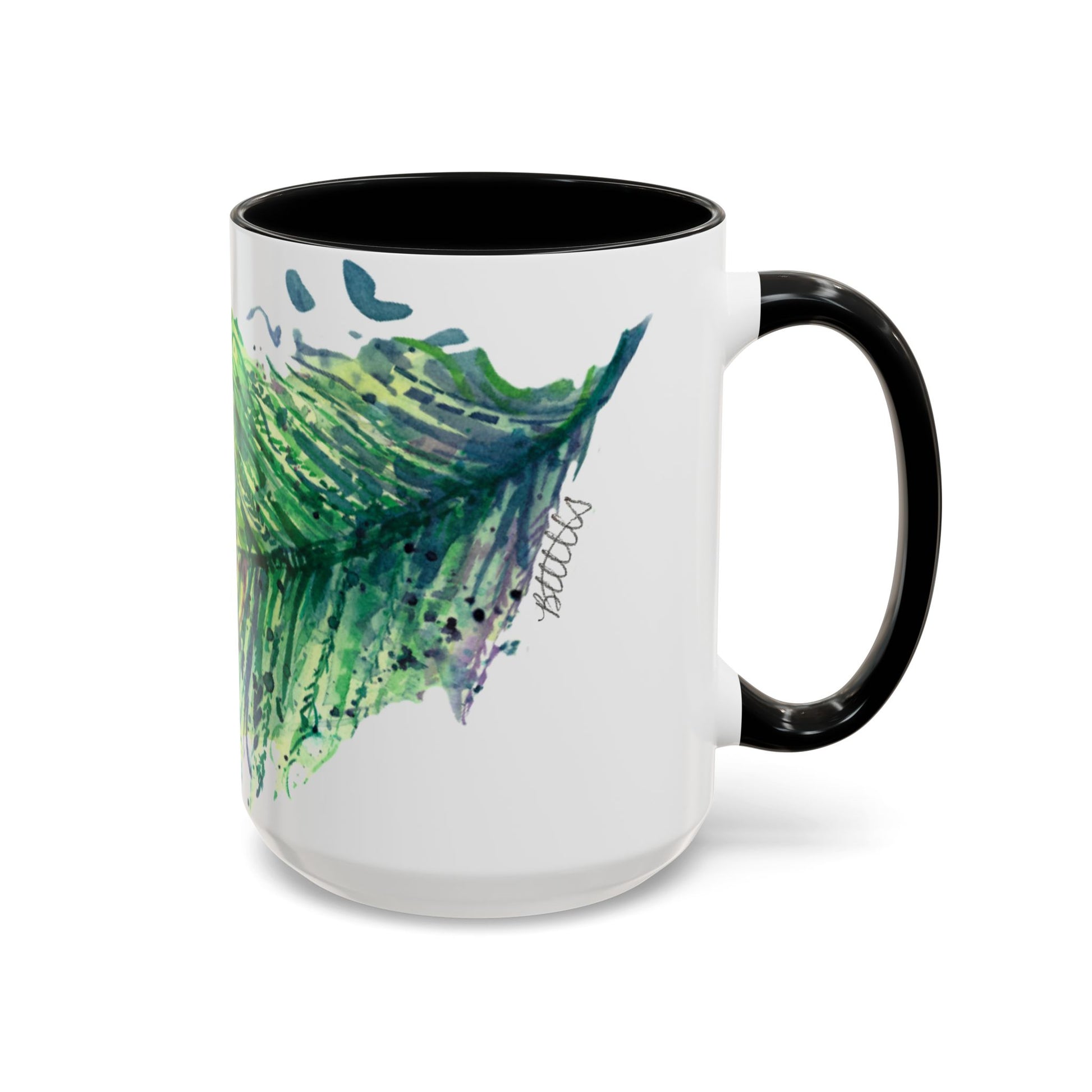 Light as a Feather Peacock Feather Accent Coffee Mug (11, 15oz) - Brooke Zitting, LLC