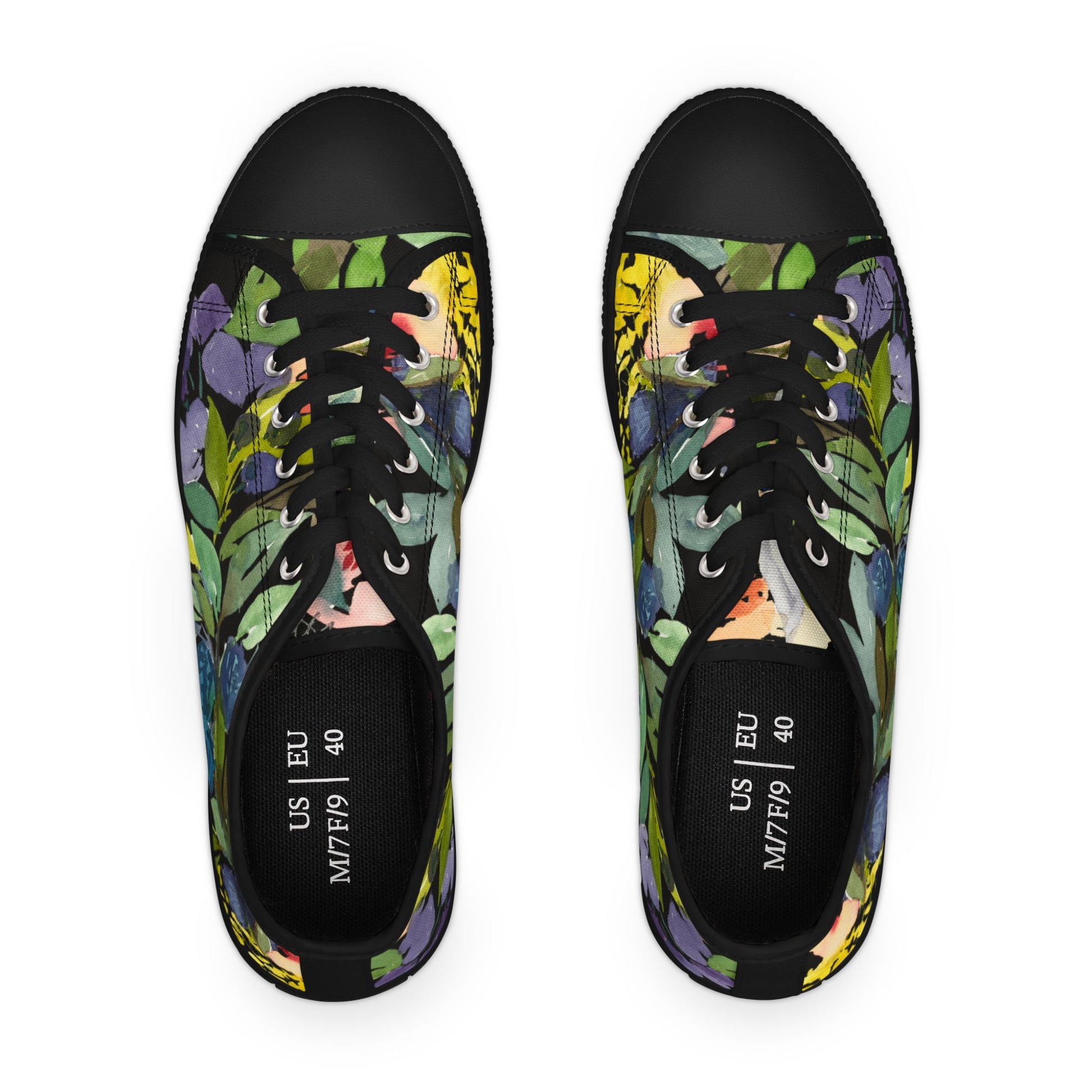 Watercolor Bold Floral Wreath Low Top Sneakers – Stylish Shoes for All | Unique Gift Idea - Brooke Zitting, LLC