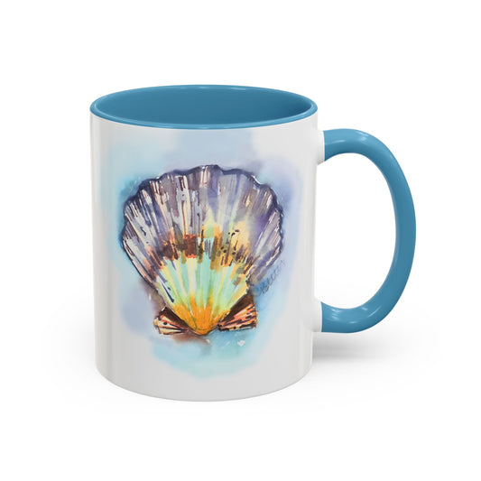 This Seashell Mug with Accent Color (11oz, 15 oz) - Brooke Zitting, LLC