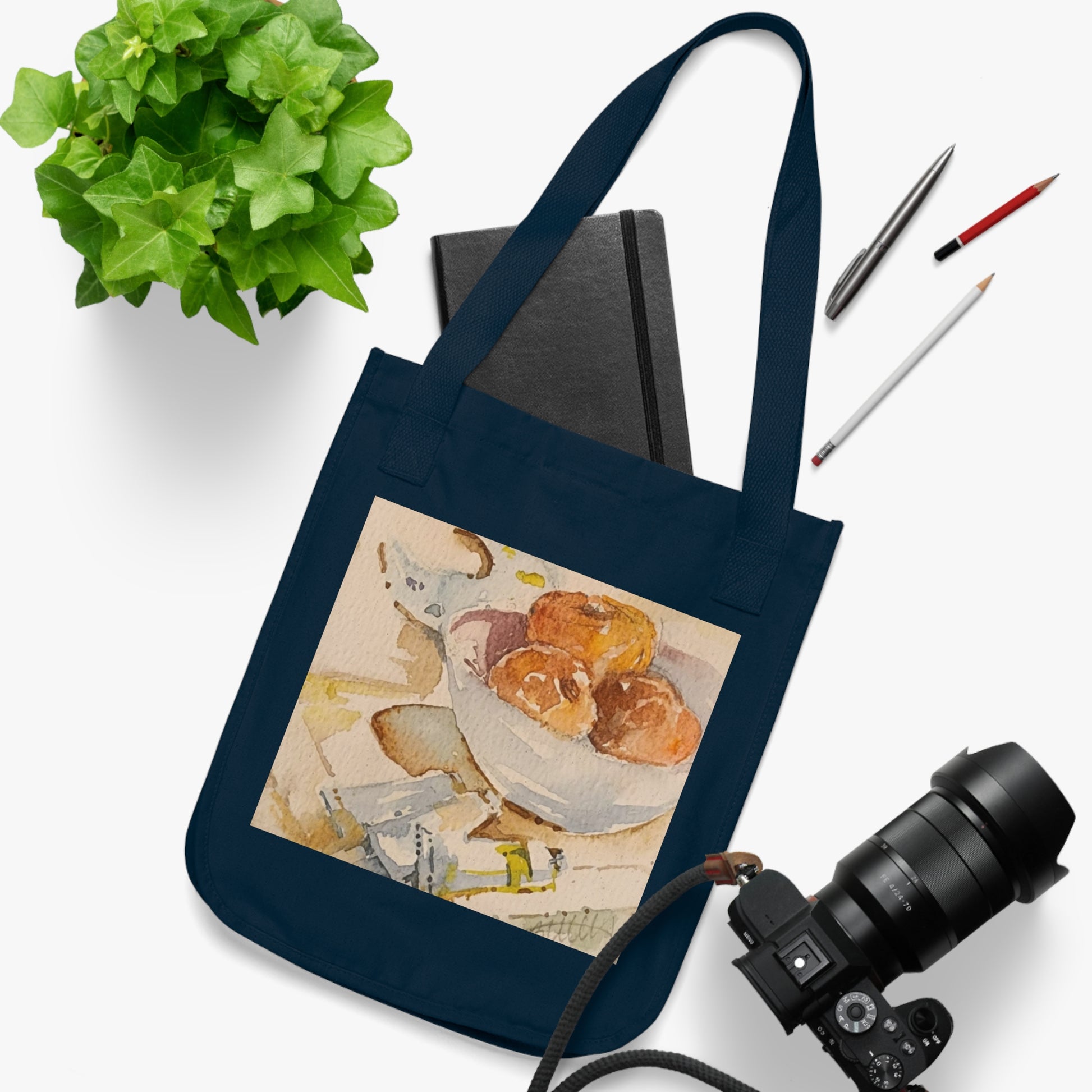 Artist's Table Watercolor Design Organic Canvas Tote – Eco-Friendly, Watercolor Fine Art, Reusable Bag for Art Lovers - Brooke Zitting, LLC