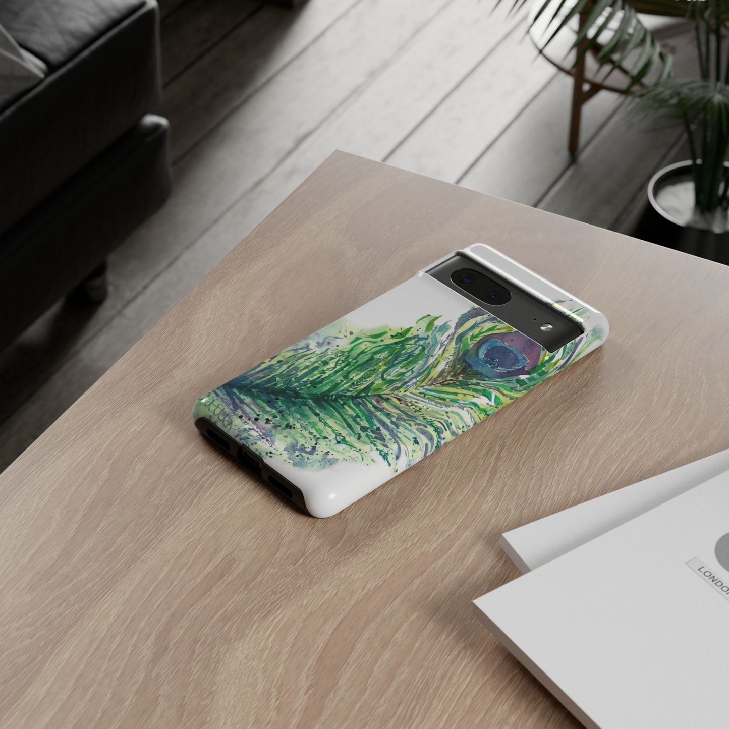 Colorful Peacock Feather Tough Phone Case – Stylish Nature-Inspired Mobile Cover & Unique Gift Idea - Brooke Zitting, LLC