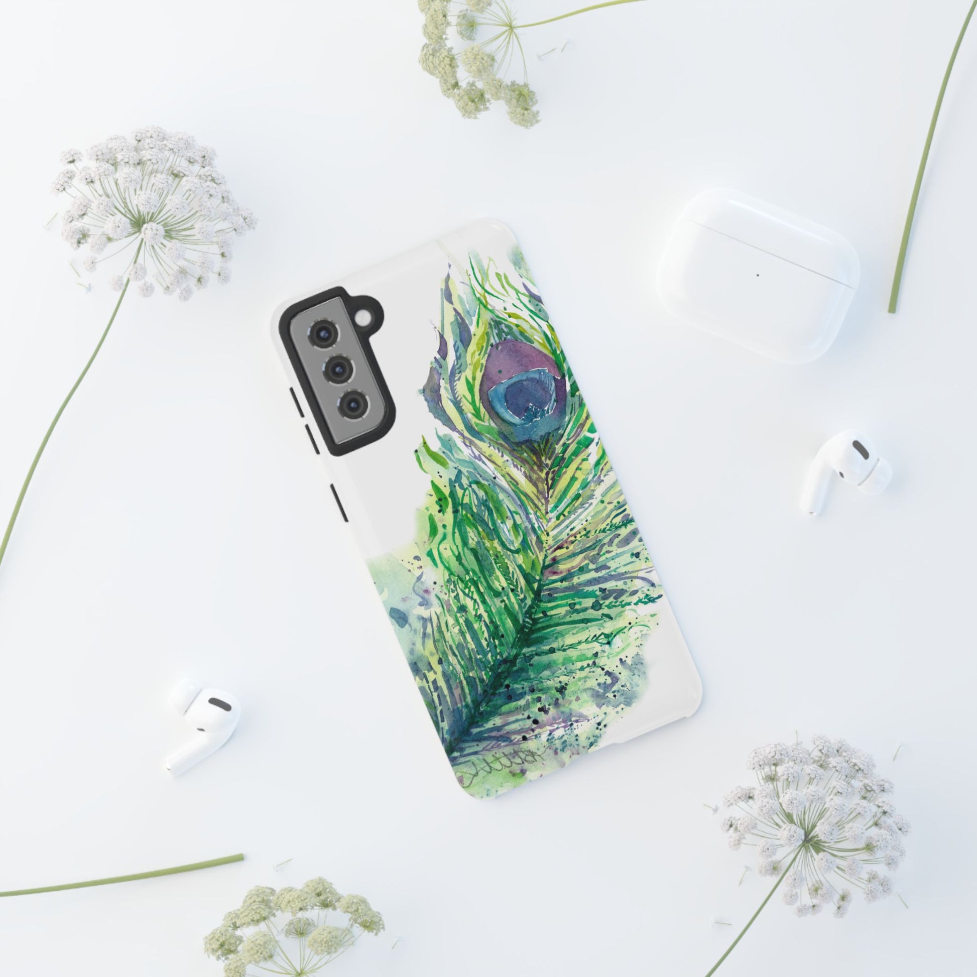 Colorful Peacock Feather Tough Phone Case – Stylish Nature-Inspired Mobile Cover & Unique Gift Idea - Brooke Zitting, LLC