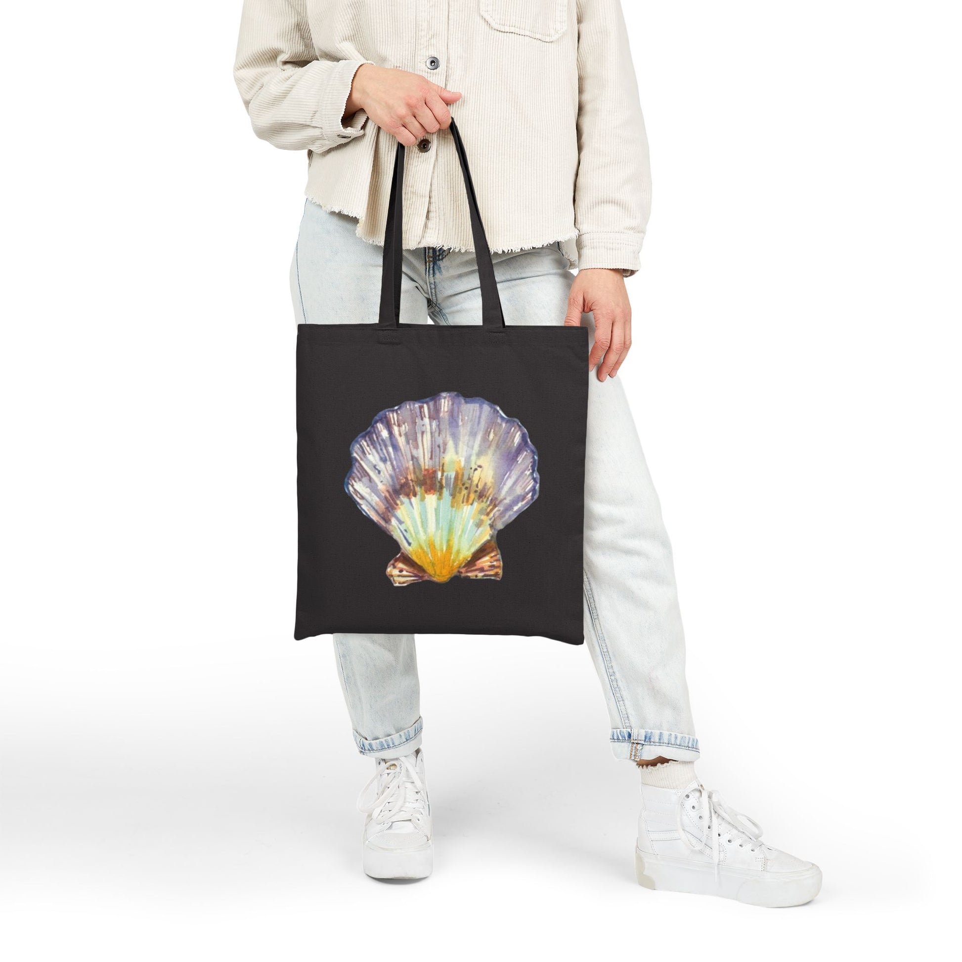 Seashell Cotton Canvas Tote – Eco-Friendly Beach & Shopping Bag for Ocean Lovers - Brooke Zitting, LLC