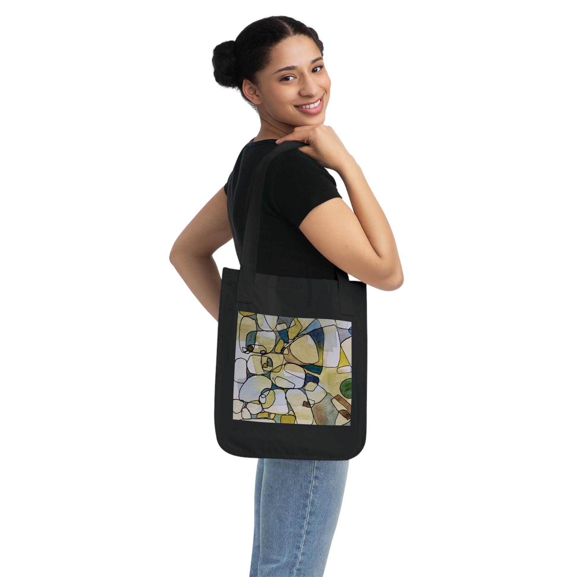 Fragmented Whisper Watercolor Design Organic Canvas Tote – Eco-Friendly, Watercolor Fine Art, Reusable Bag for Art Lovers - Brooke Zitting, LLC