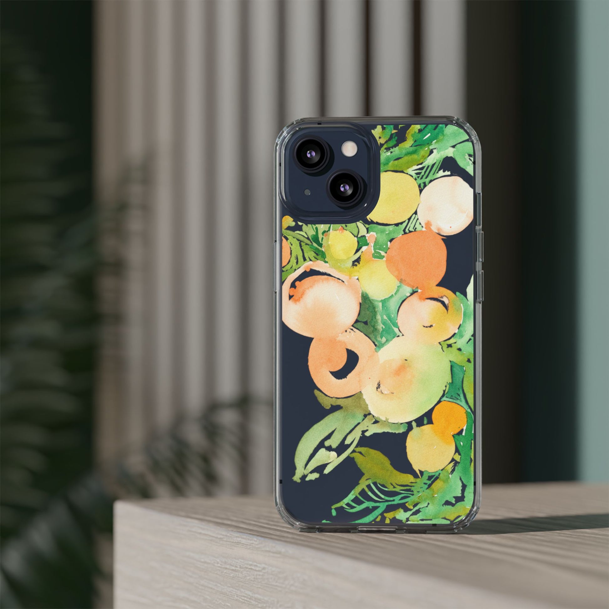 Watercolor Peaches Clear Phone Case - Brooke Zitting, LLC