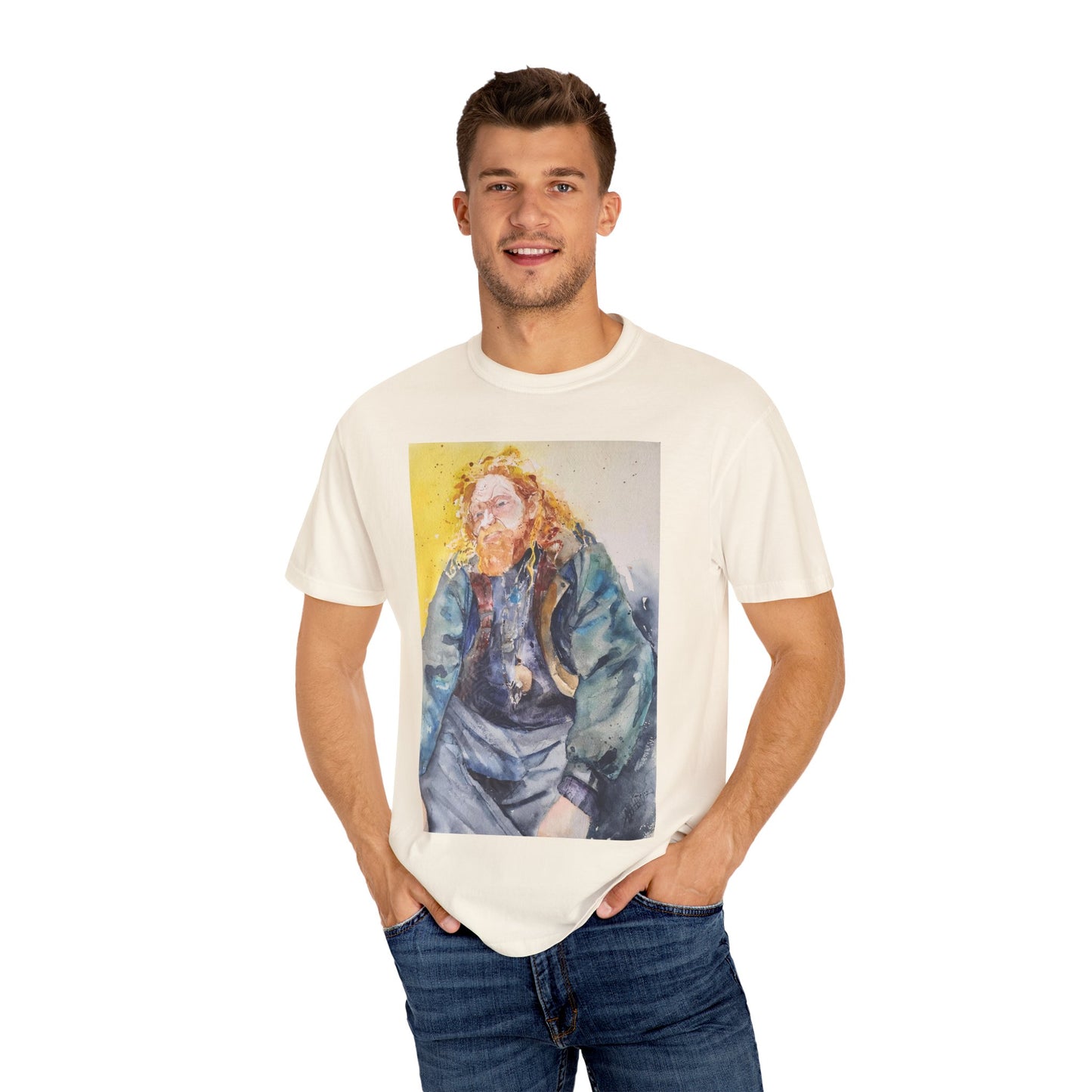 Artistic Unisex Garment-Dyed T-shirt, Vibrant Watercolor Design, Casual Wear, Artist Gift, Custom T-shirt