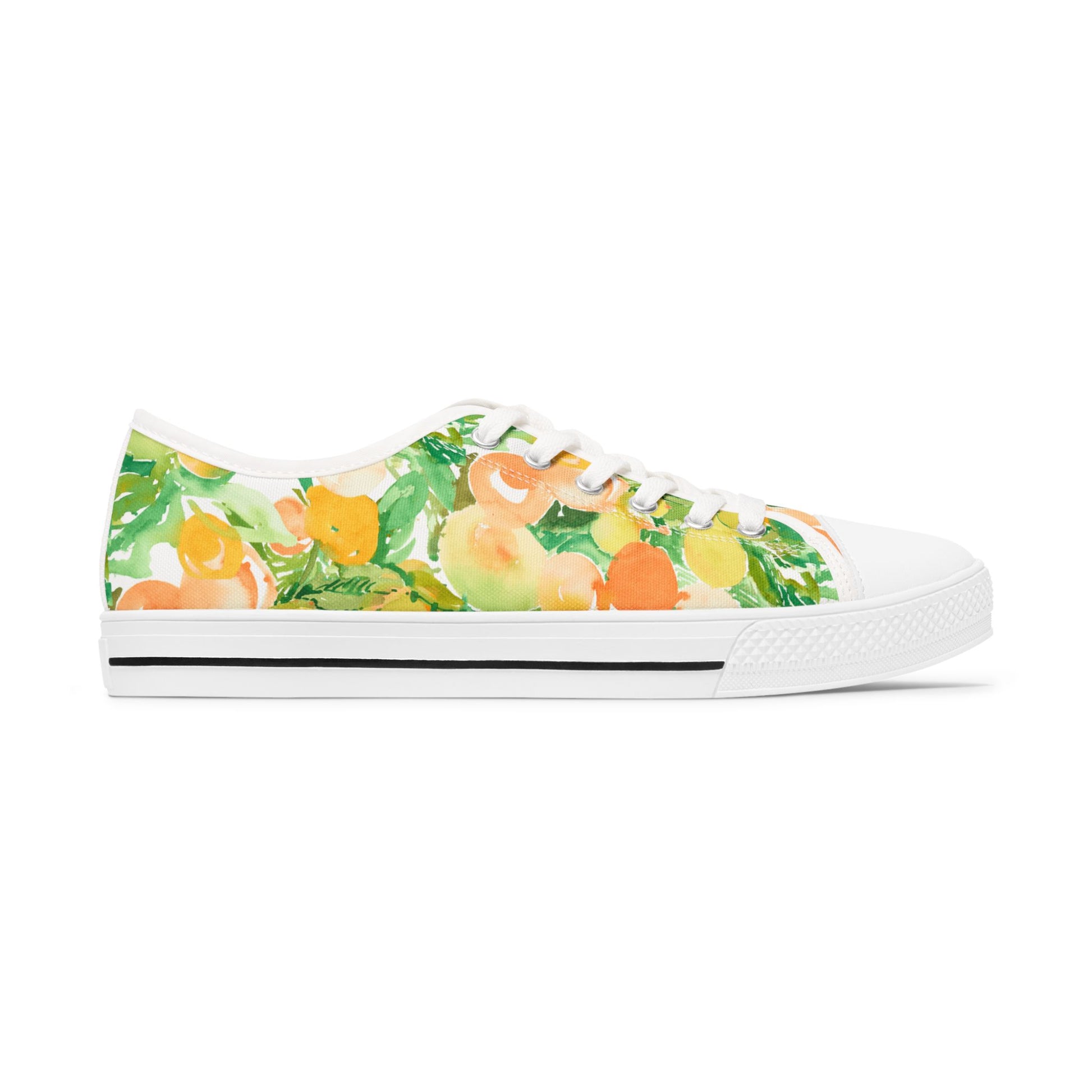 Watercolor Vibrant Citrus and Peaches Low Top Sneakers – Stylish Shoes for All | Unique Gift Idea - Brooke Zitting, LLC