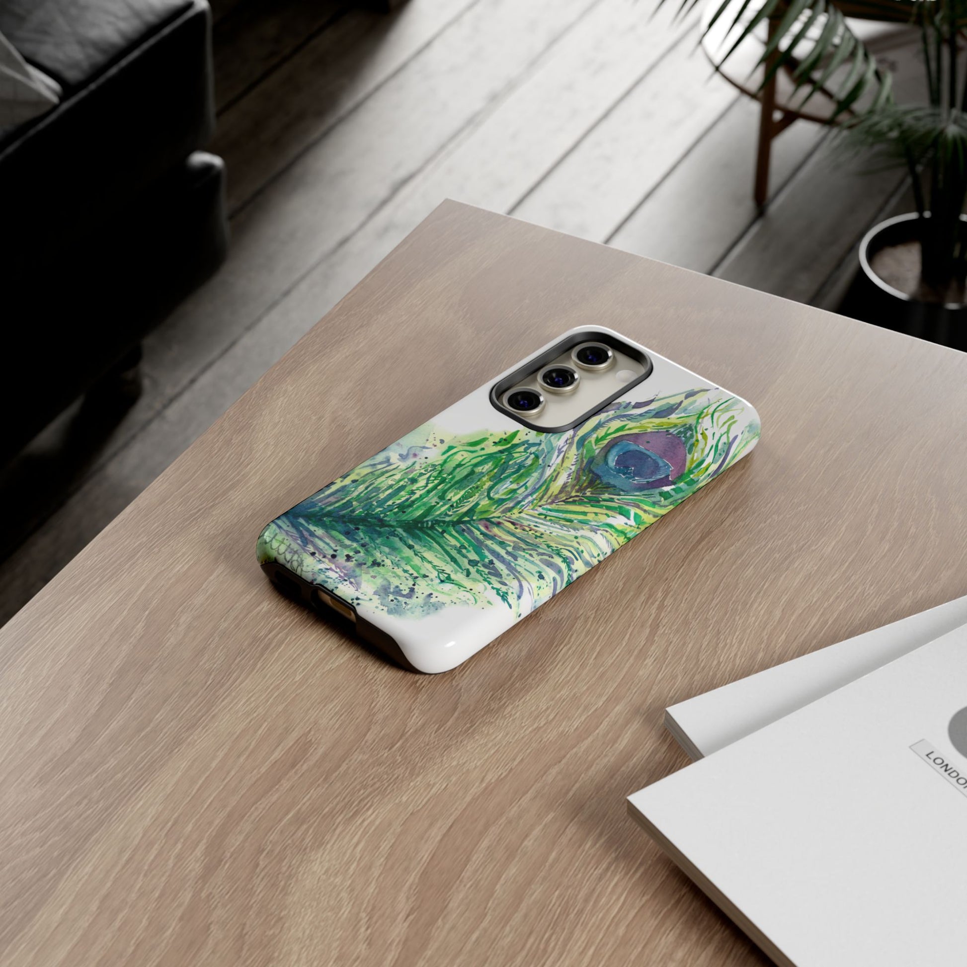 Colorful Peacock Feather Tough Phone Case – Stylish Nature-Inspired Mobile Cover & Unique Gift Idea - Brooke Zitting, LLC